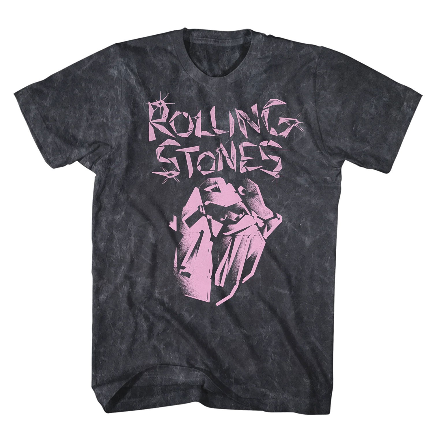 Men&rsquo;s Rolling Stones Logo Black Mineral Wash T-shirt Medium Black