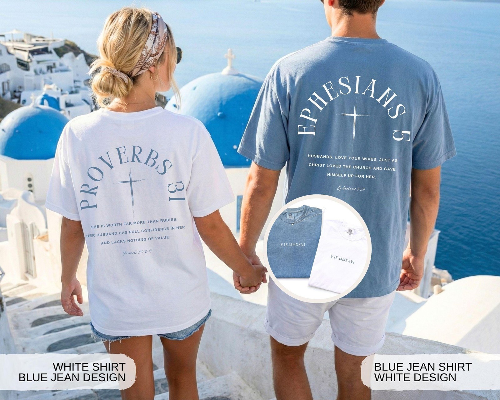 Custom Christian Couple Roman Numeral Shirt His Hers Wedding Proverbs Gift Tee