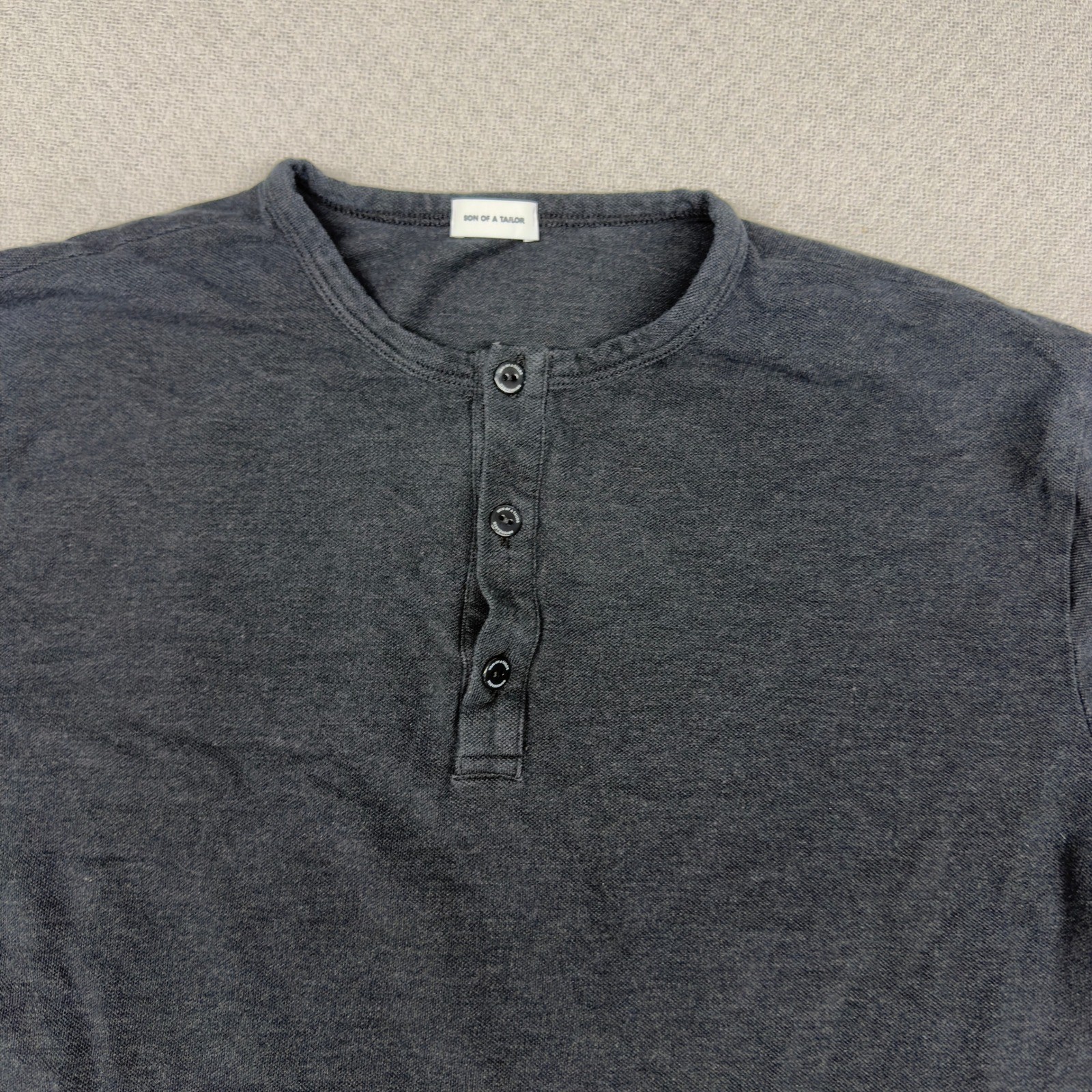 Son of a Tailor Henley Shirt Mens Small Black Supima Cotton Knit Tee Copenhagen