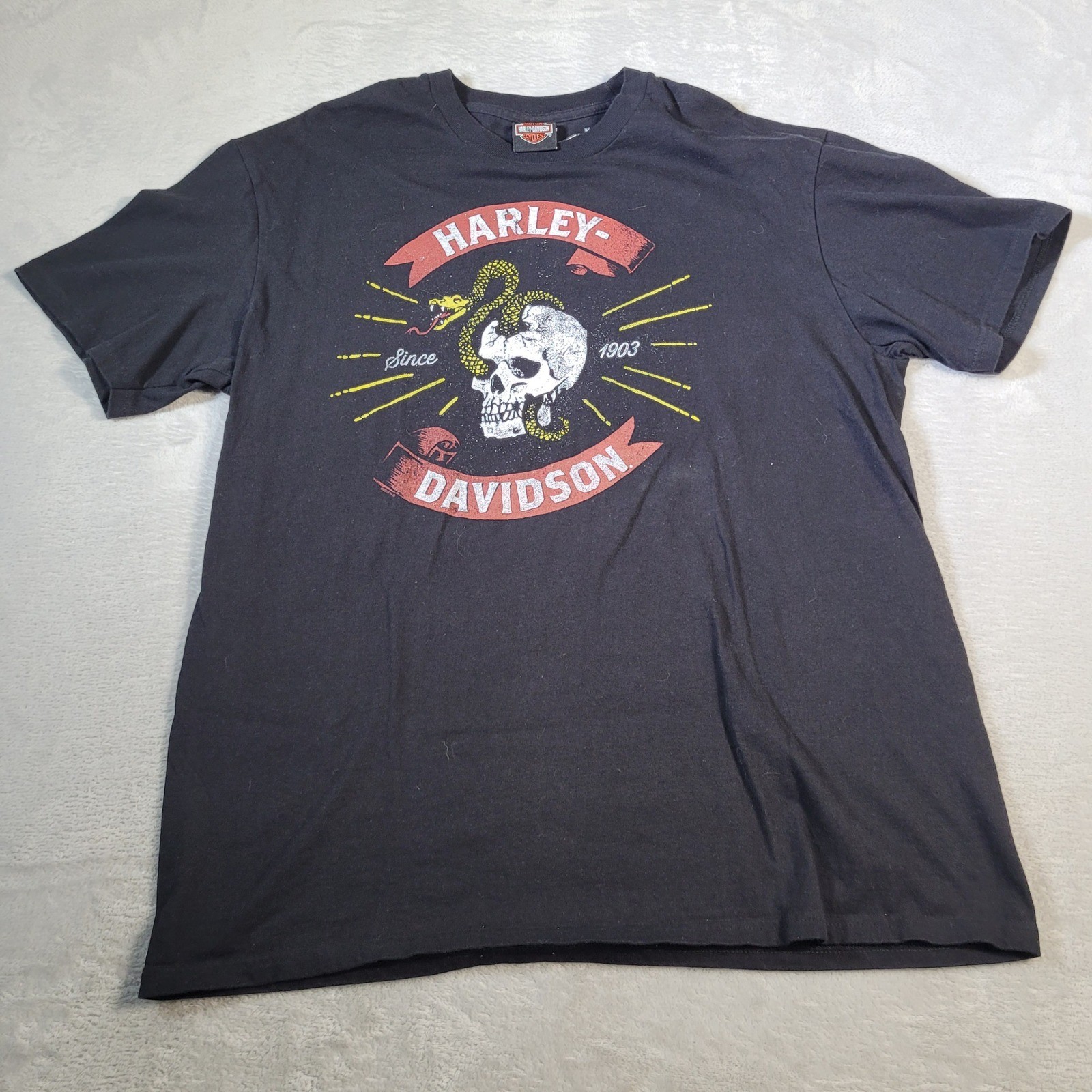 Harley Davidson T-Shirt Mens XL Black Skull Snake Desert Wind Mesa AZ Graphic