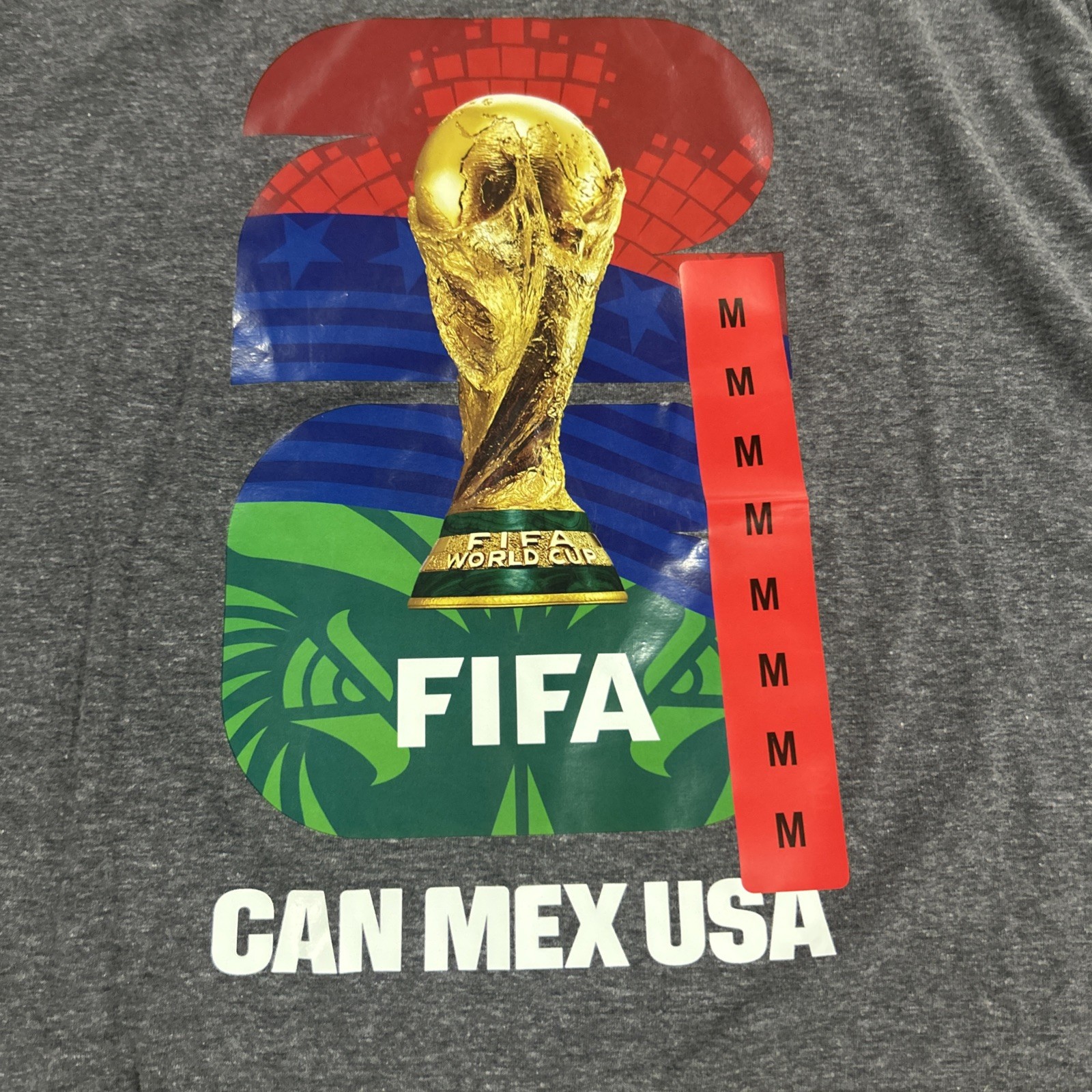 FIFA World Cup Men’s M Gray Graphic Print Logo Crew Neck Short Sleeve T-Shirt