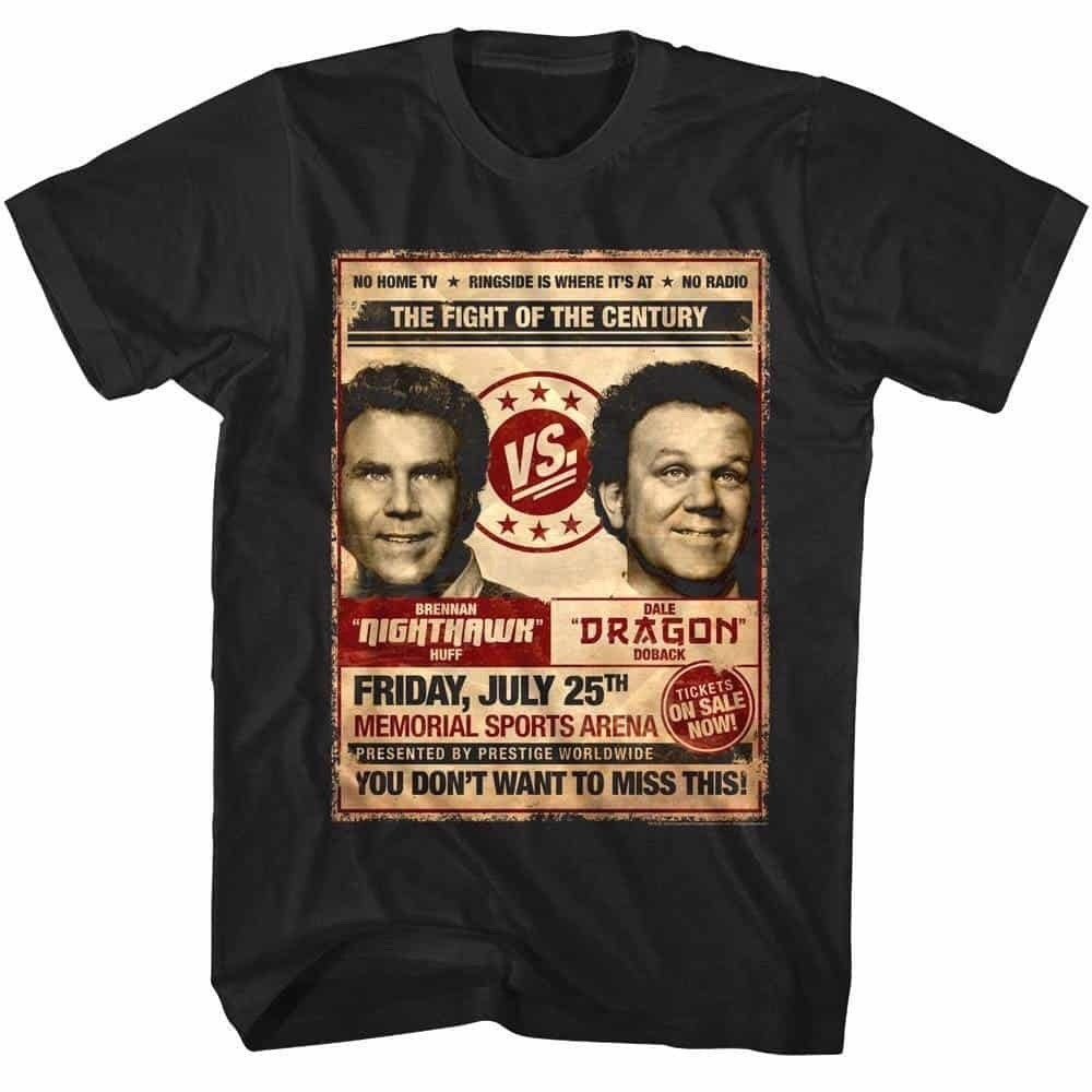 STEP BROTHERS Adult T Shirt Comedy Movie FIGHT POSTER New Licensed Black Cotton