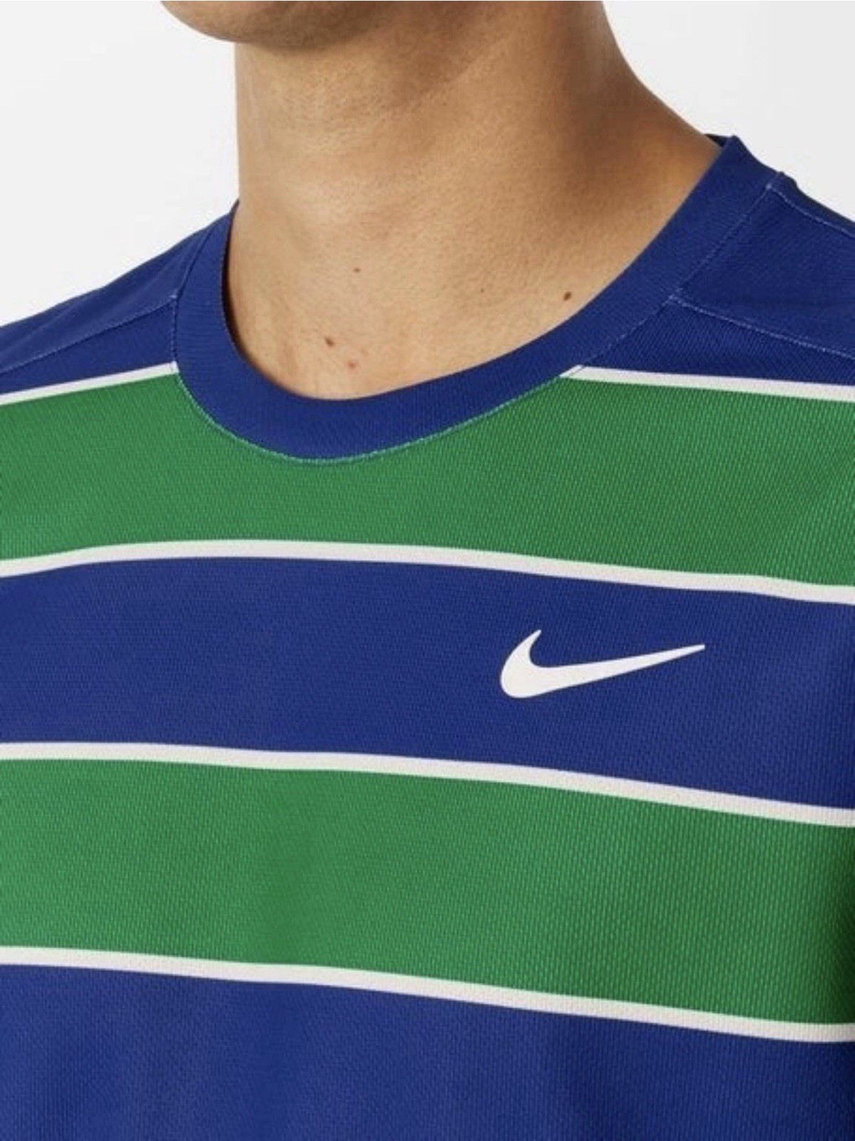 Nike Court Slam Dri-FIT ADV Tennis Top Shirt Blue Green FZ6934-539 Men’s Large L