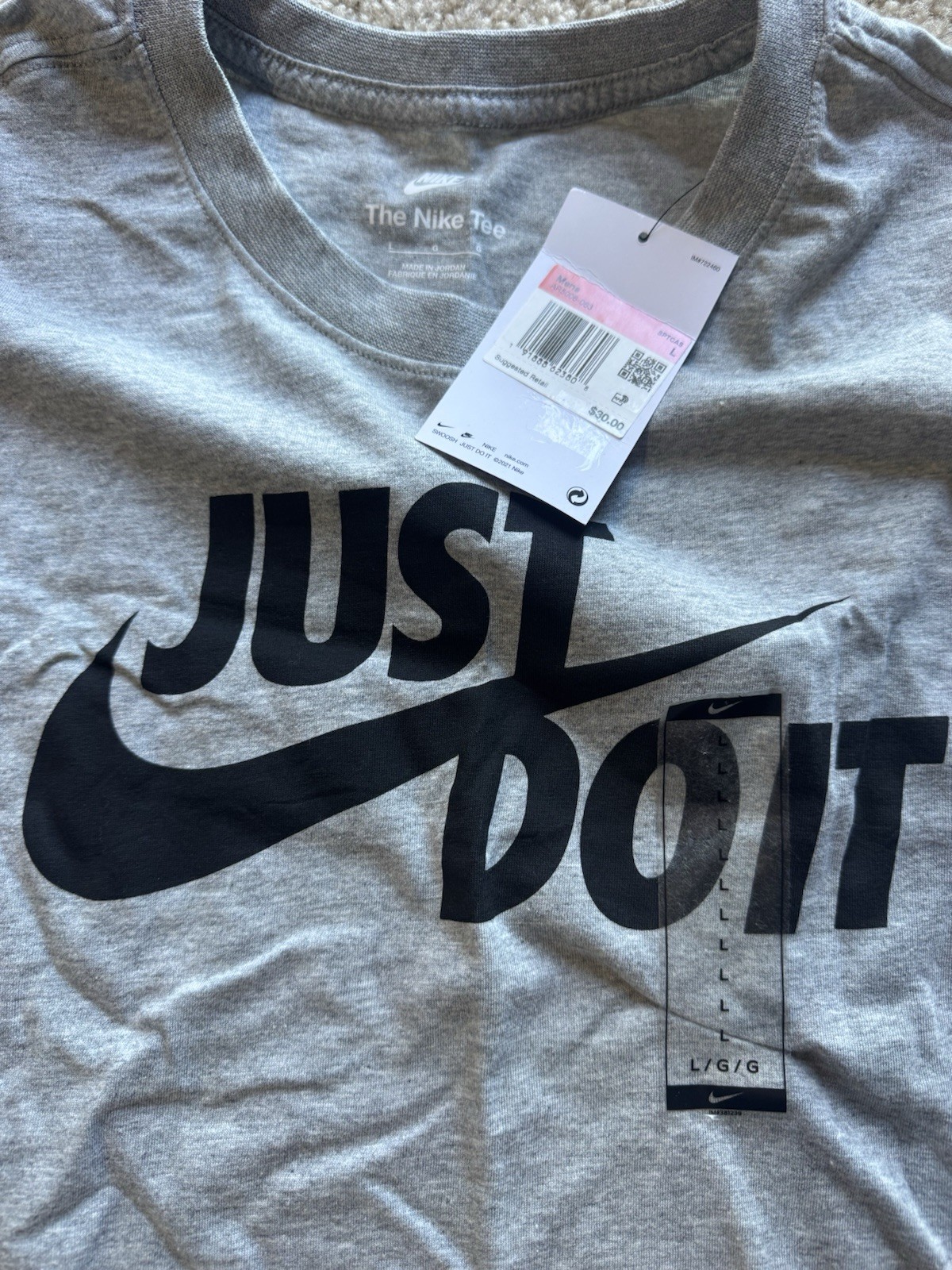 Nike Sportwear Just Do It Graphic T-Shirt Dark Grey Heather AR5006-063 Large New
