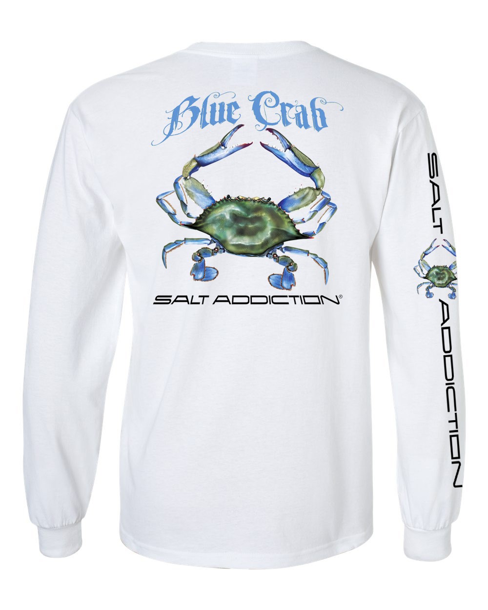 Salt Addiction Saltwater Blue Crab Fishing Long Sleeve T Shirt Cotton