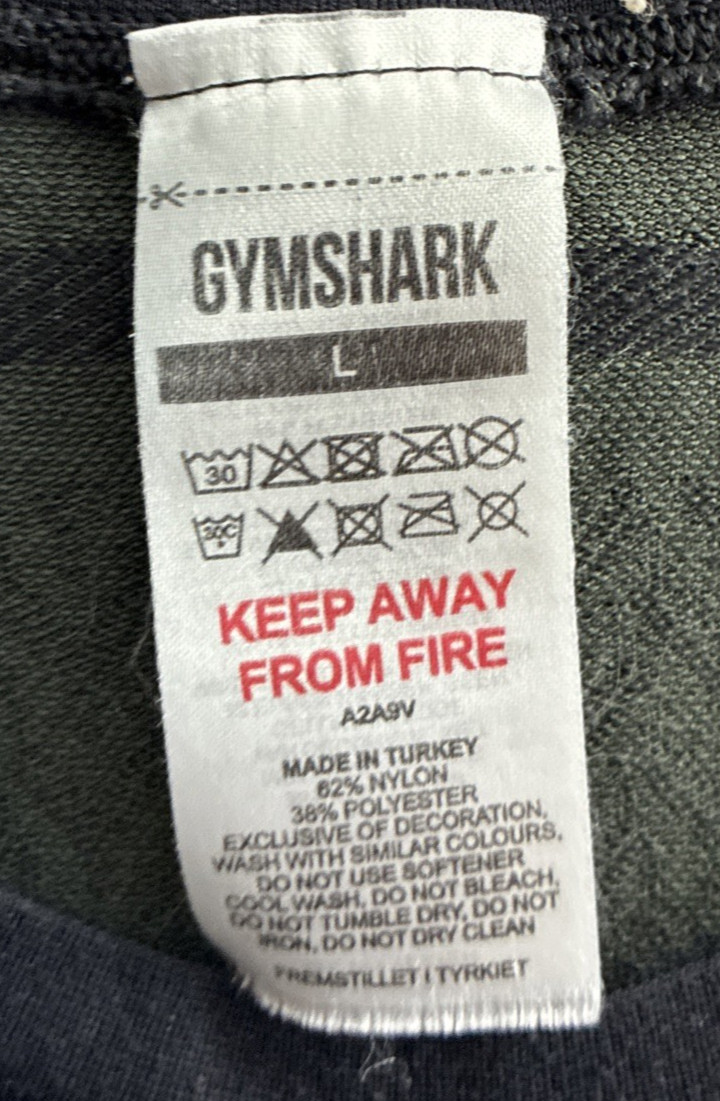 Gymshark Mens Tank Top T Shirt Black Graphic Large Nylon Blend Crew Neck