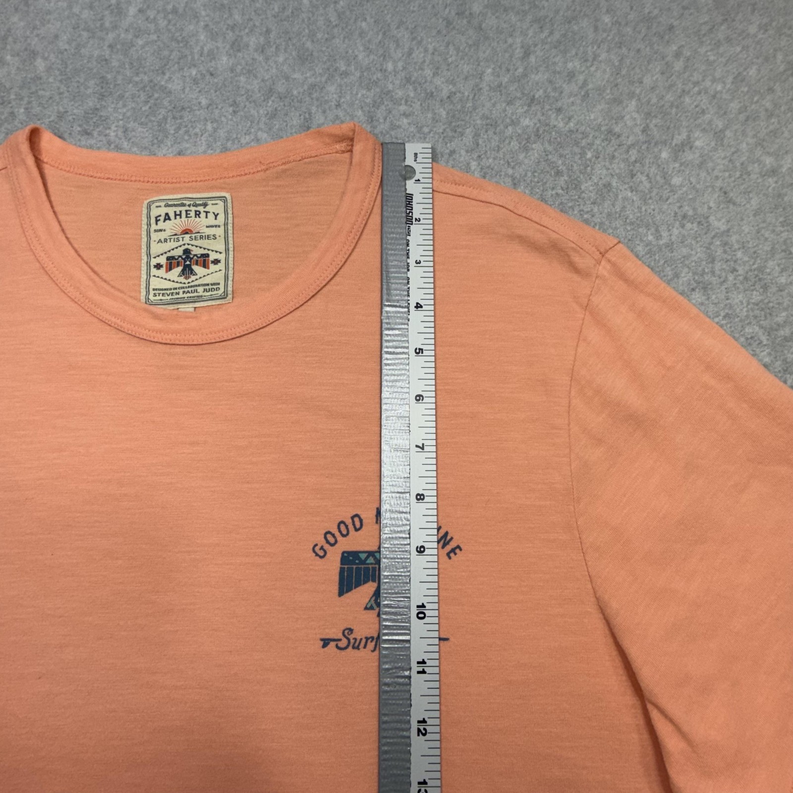 Faherty Shirt Mens Large Orange Good Medicine Surf Club Organic Artist Series