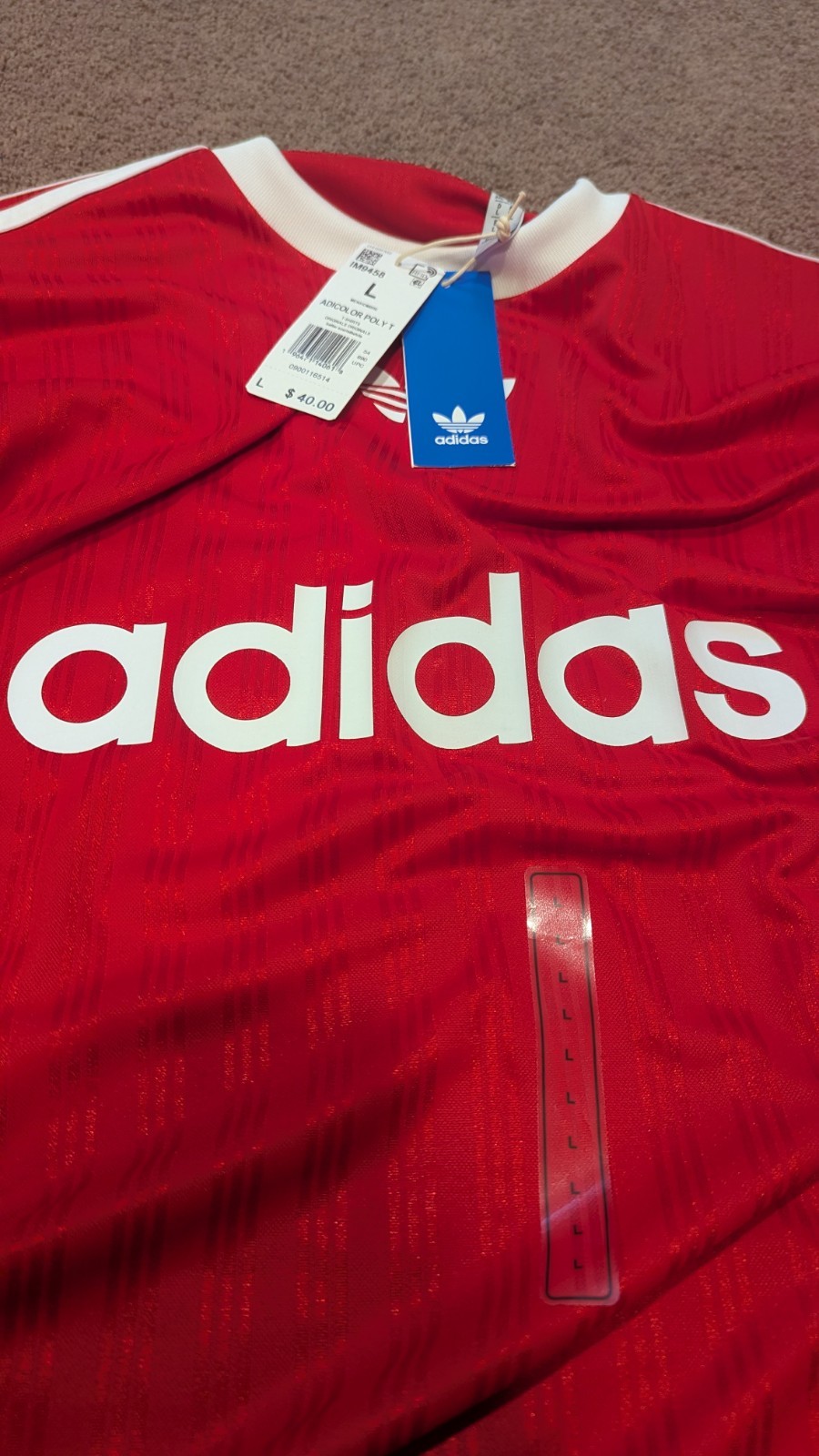 Men&rsquo;s Adidas 3 stripes Adicolor Trefoil Poly Red L New
