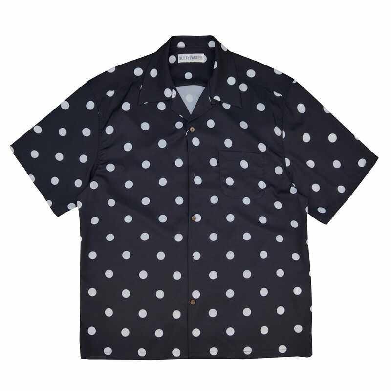 Large polka dot Hawaiian beach short-sleeved shirt, retro and casual, loose fit