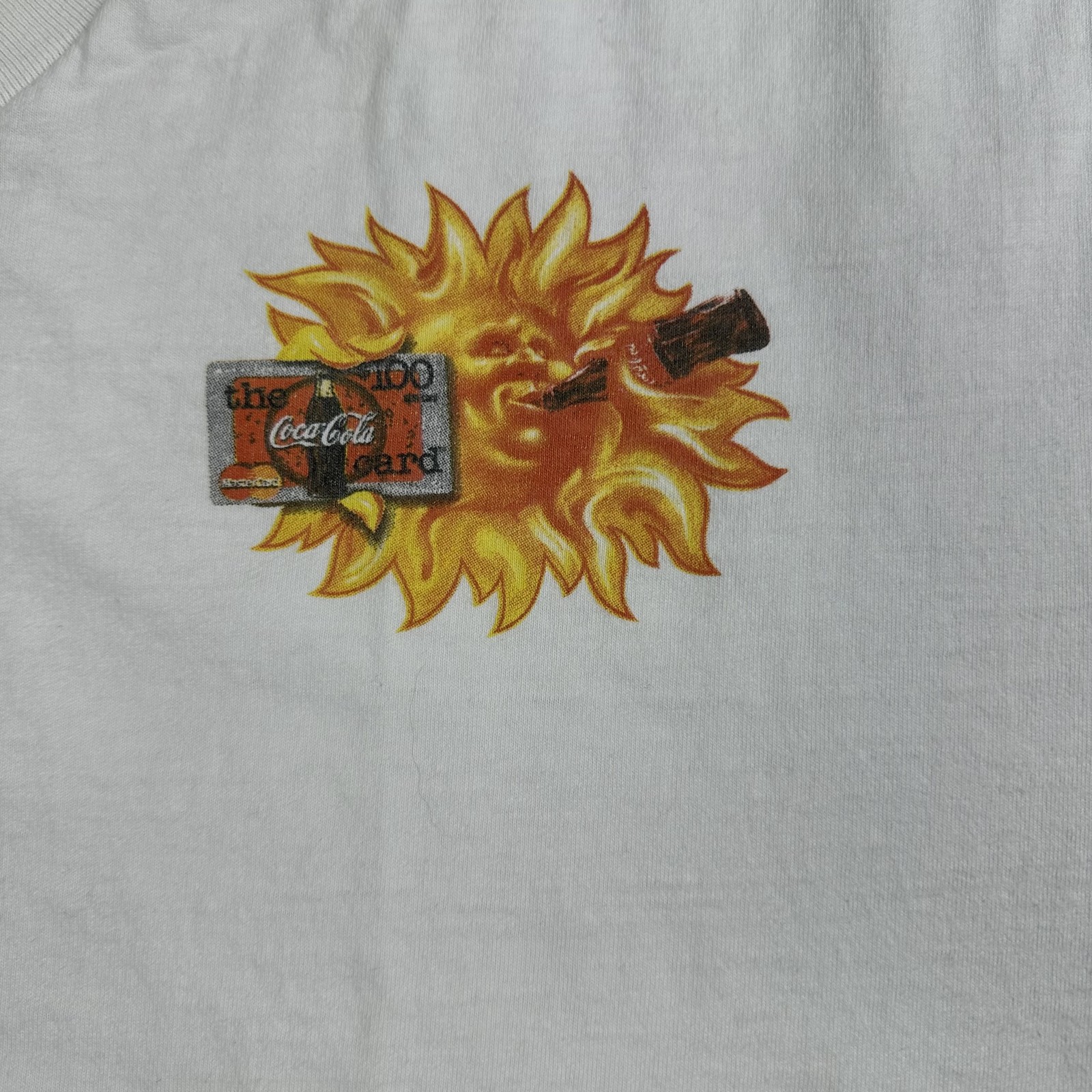 Vintage Coca Cola Shirt Mens XL White Sun Soda Advertising Graphic Tee 90s