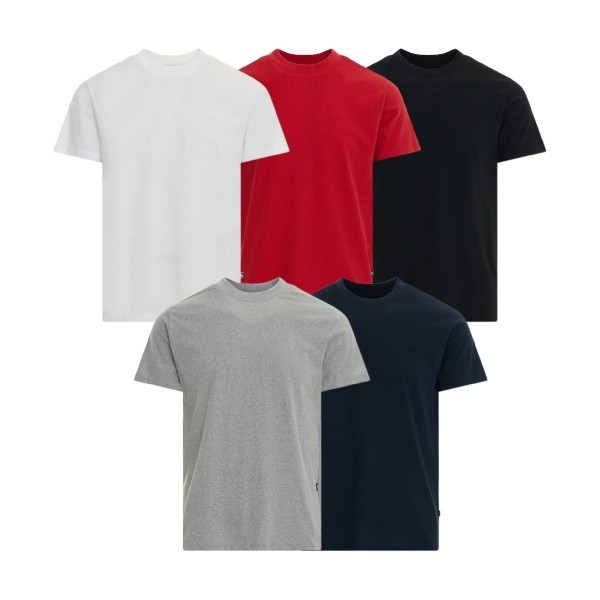 5 Pack Black Horse Club Mens Crew Neck Cotton T Shirts Embroidered Logo S-XXL