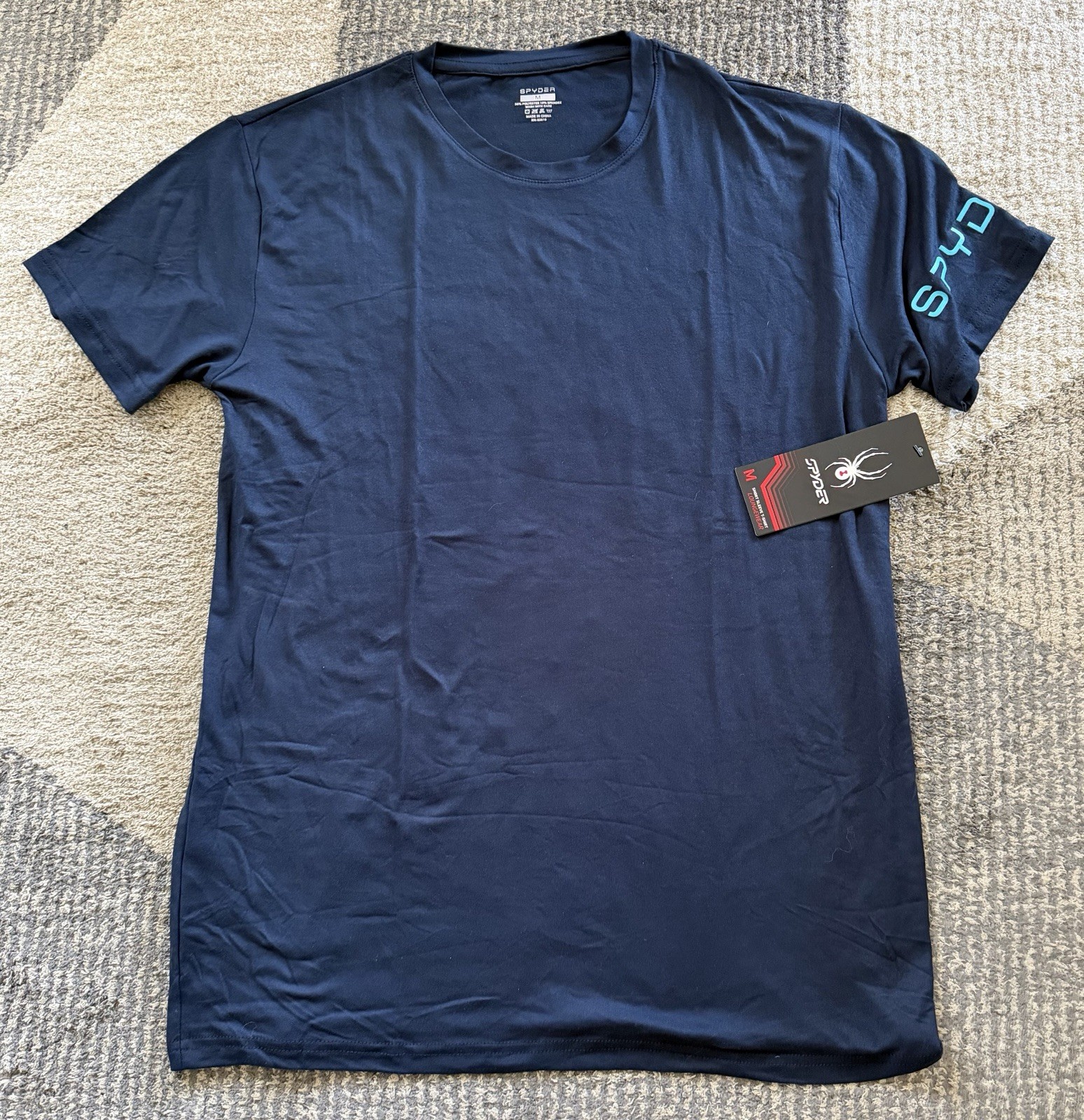 SPYDER MEN&rsquo;S ASL426NV NAVY FITTED LOUNGE WEAR T-SHIRT, SIZE MEDIUM NWT