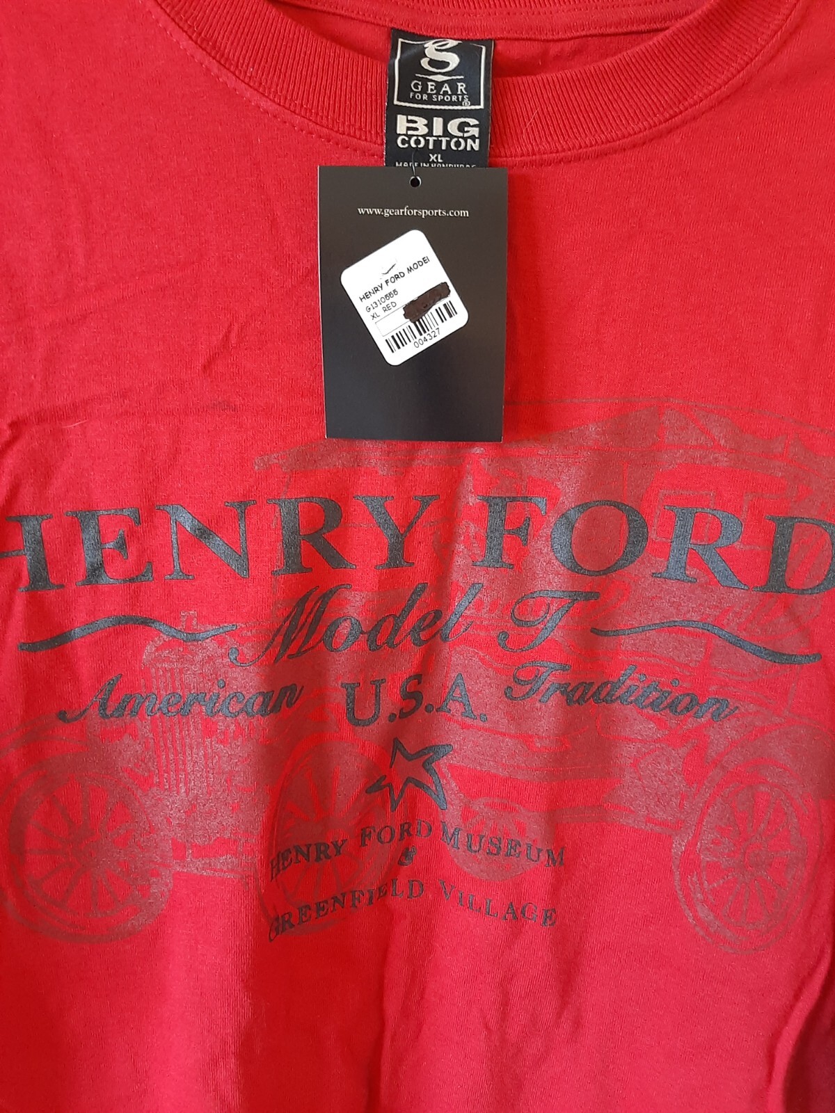 Men&rsquo;s Henry Ford Model T USA Graphic Red GEAR XL Shirt–NEW, with Tag