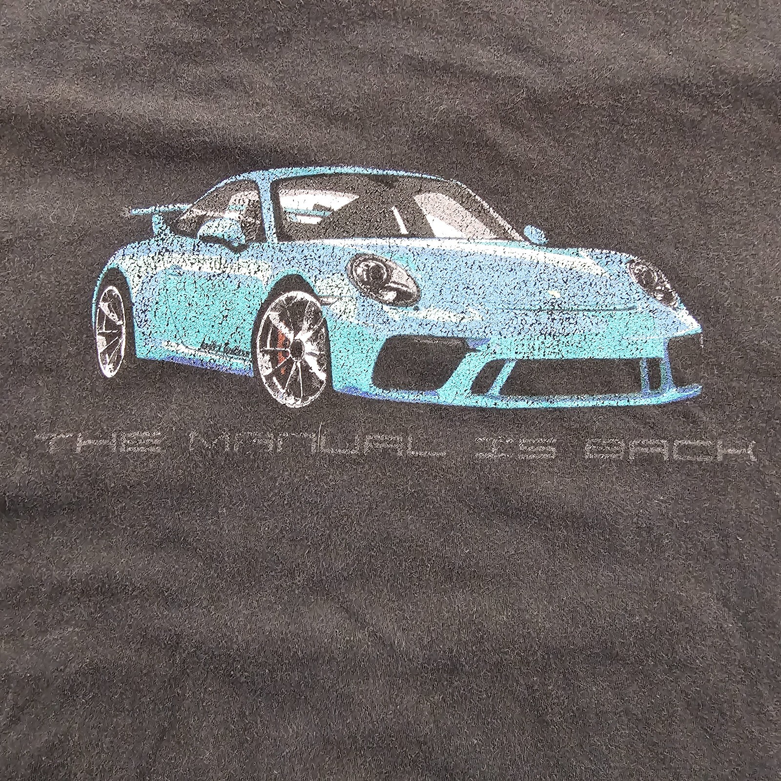 The Manual is Back Sports Car Black Short Sleeve Cotton T-Shirt Men&rsquo;s L
