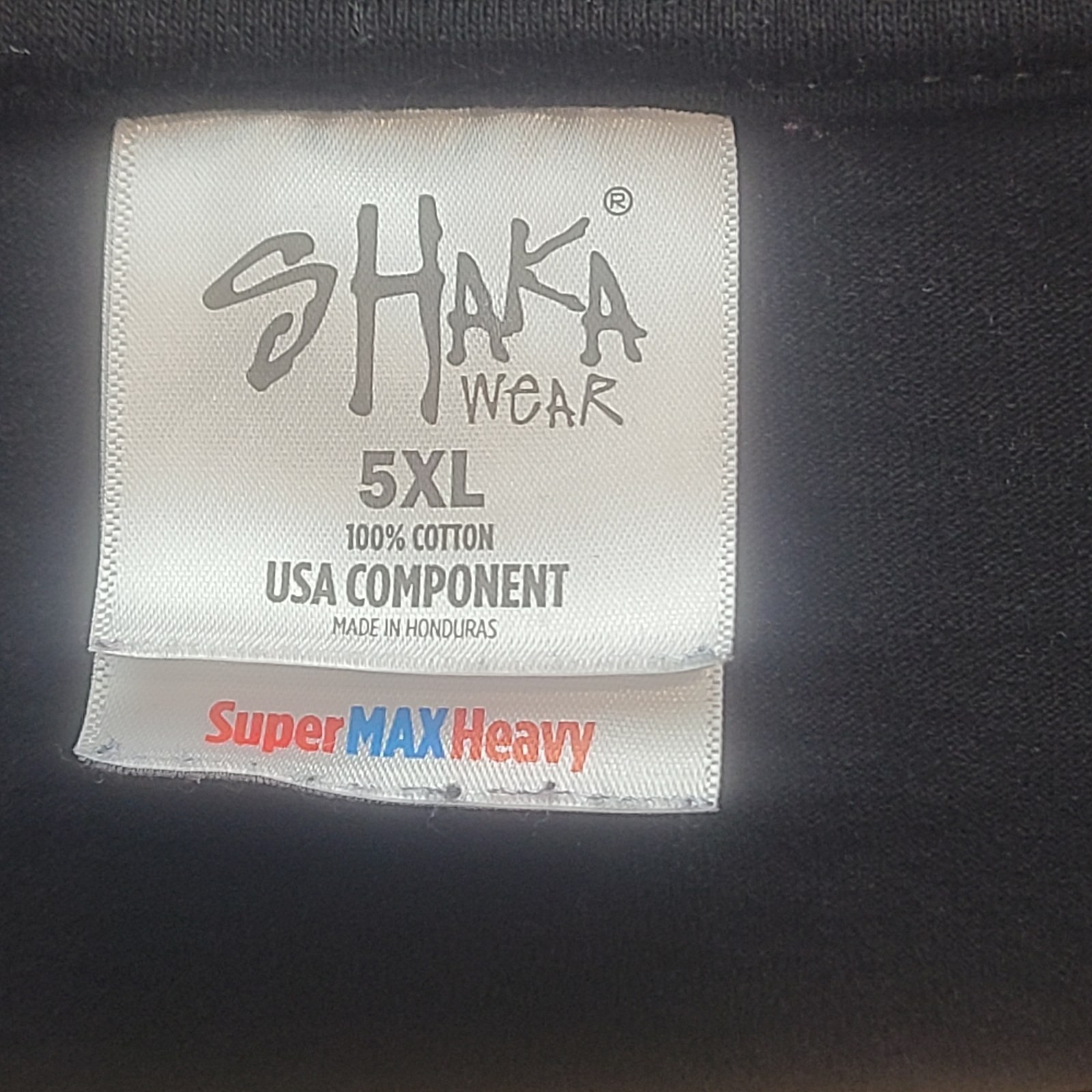 Shaka Wear Super Max Heavy Black T-Shirt Mens 5XL 100% Cotton Oversized
