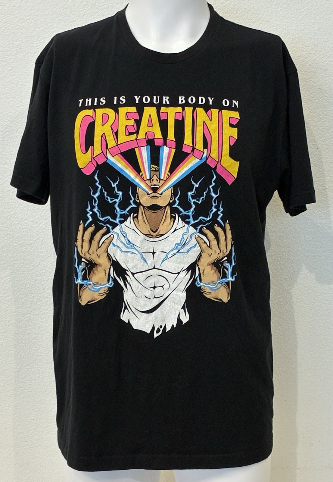 This Is Your Body On Creatine T Shirt Funny Sarcastic Gym Pump Graphic Tee Large