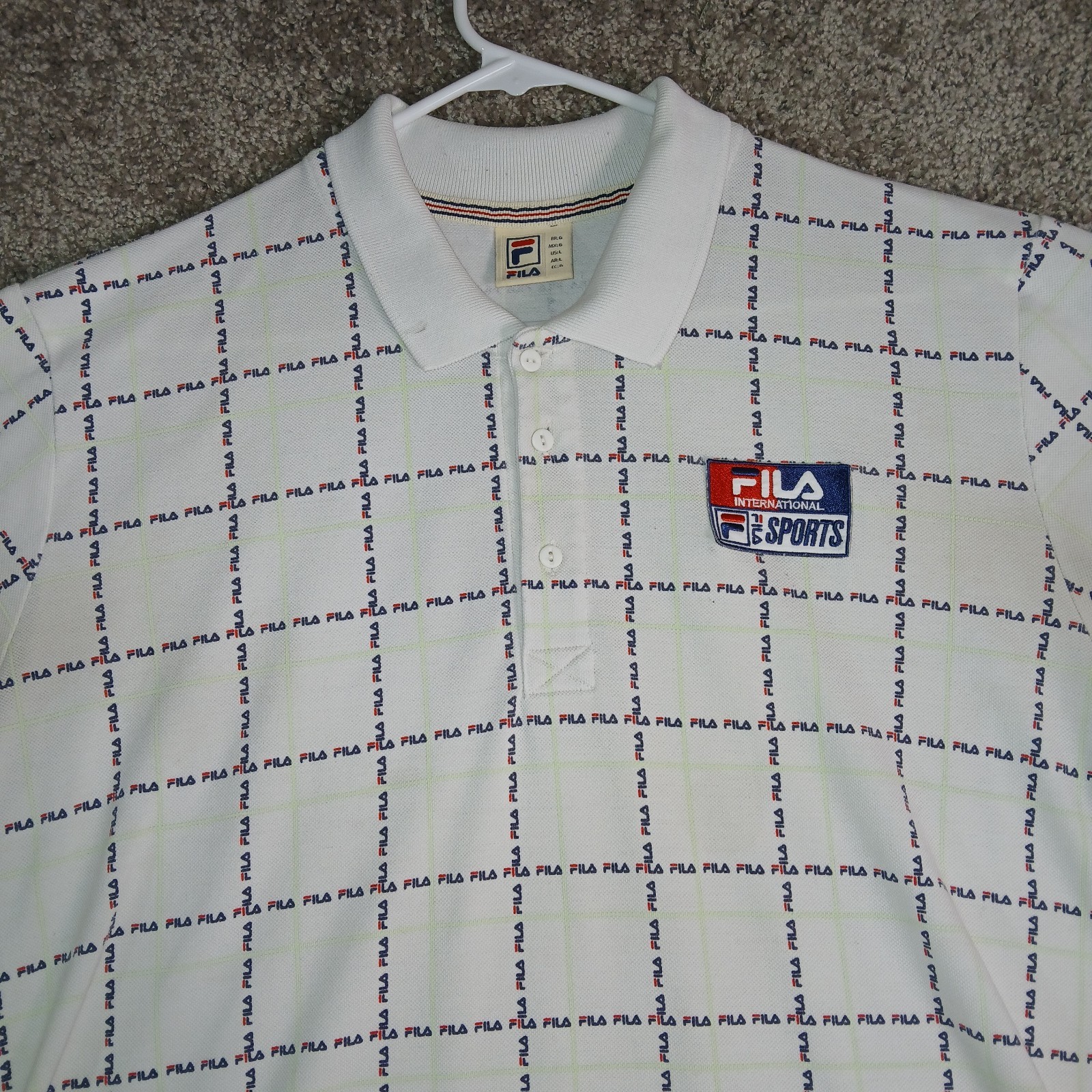 Vintage Fila International Sports Polo Shirt White Size Large