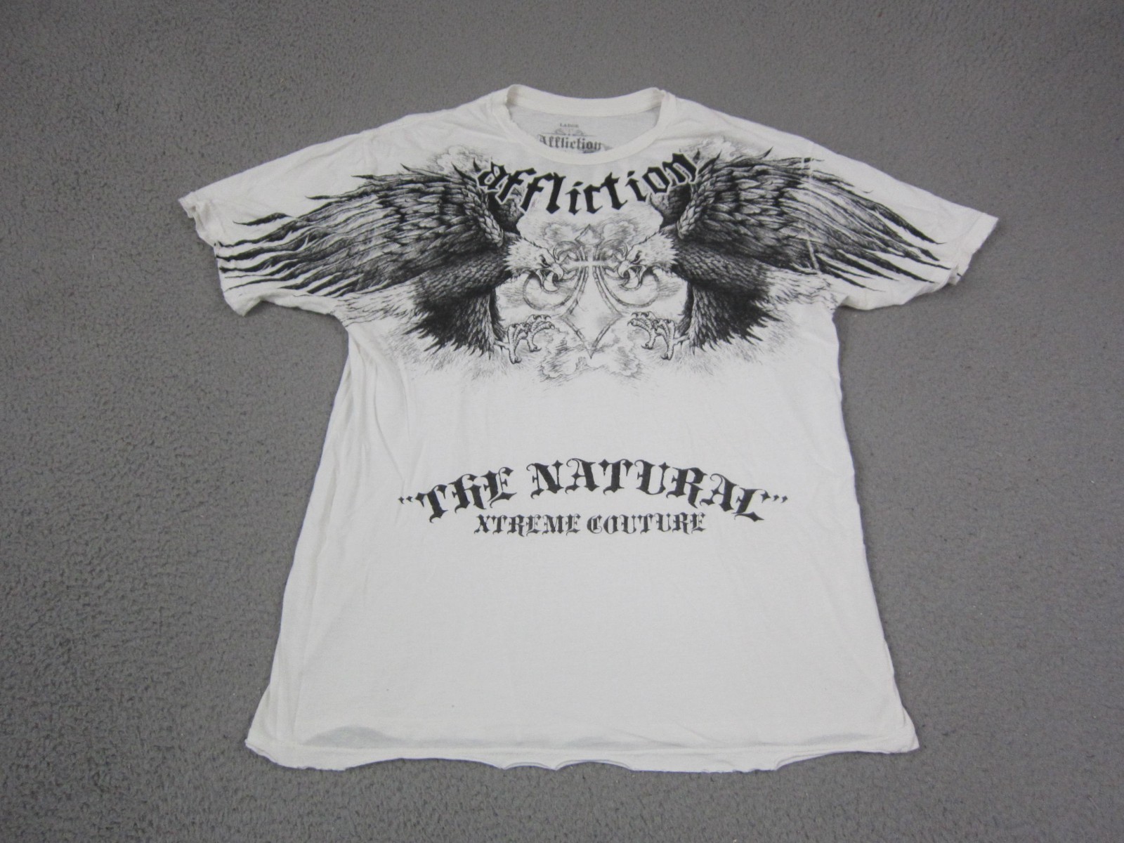 Vintage Affliction Shirt Mens Large White Randy Couture The Natural Made in USA
