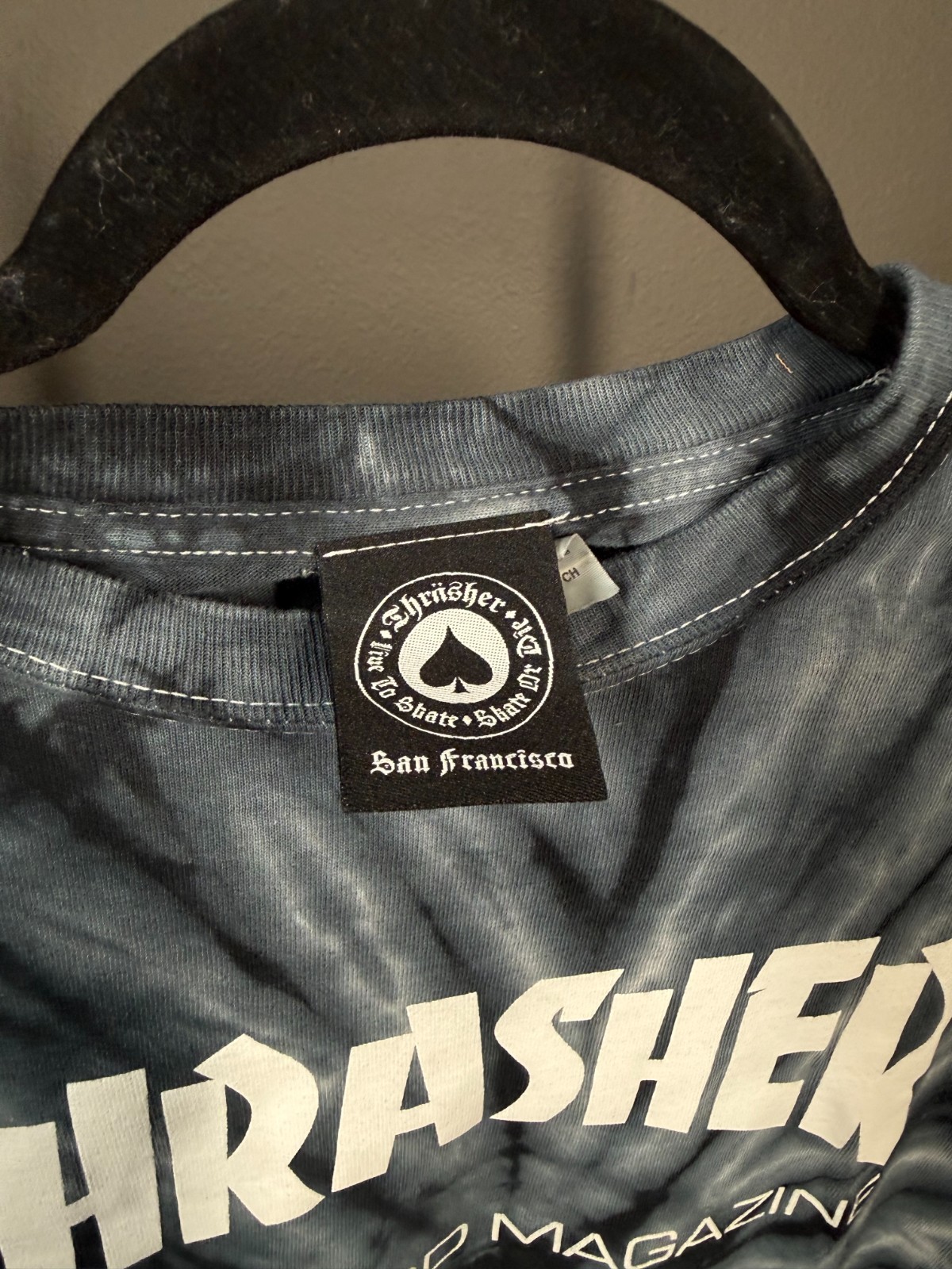 Thrasher T-Shirt Unisex Small Black Tie-Dye Graphic Logo Short-Sleeve Crew Neck