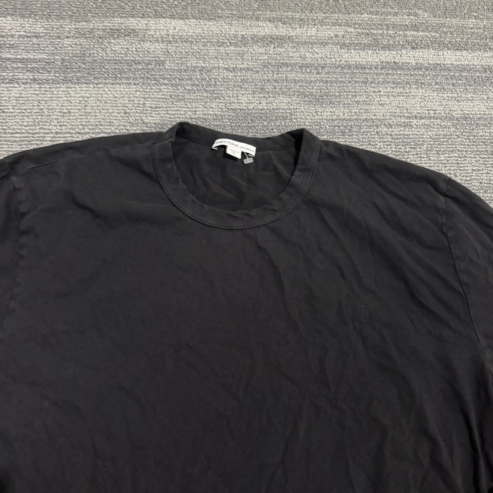 Standard James Perse Shirt Mens 3 Large Black Cotton Long Sleeve Crew USA Made