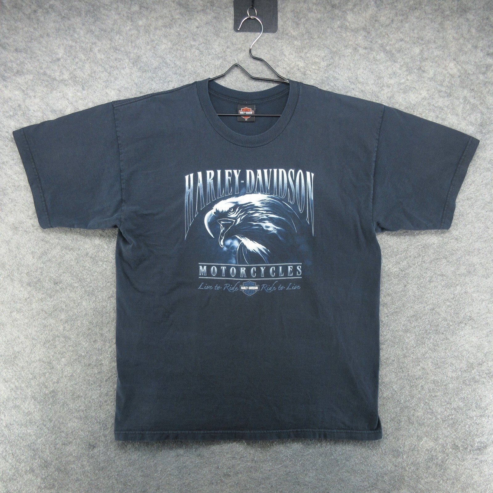 VTG Harley Davidson Shirt Mens 2XL Black Screaming Eagle Flames Biker Y2K