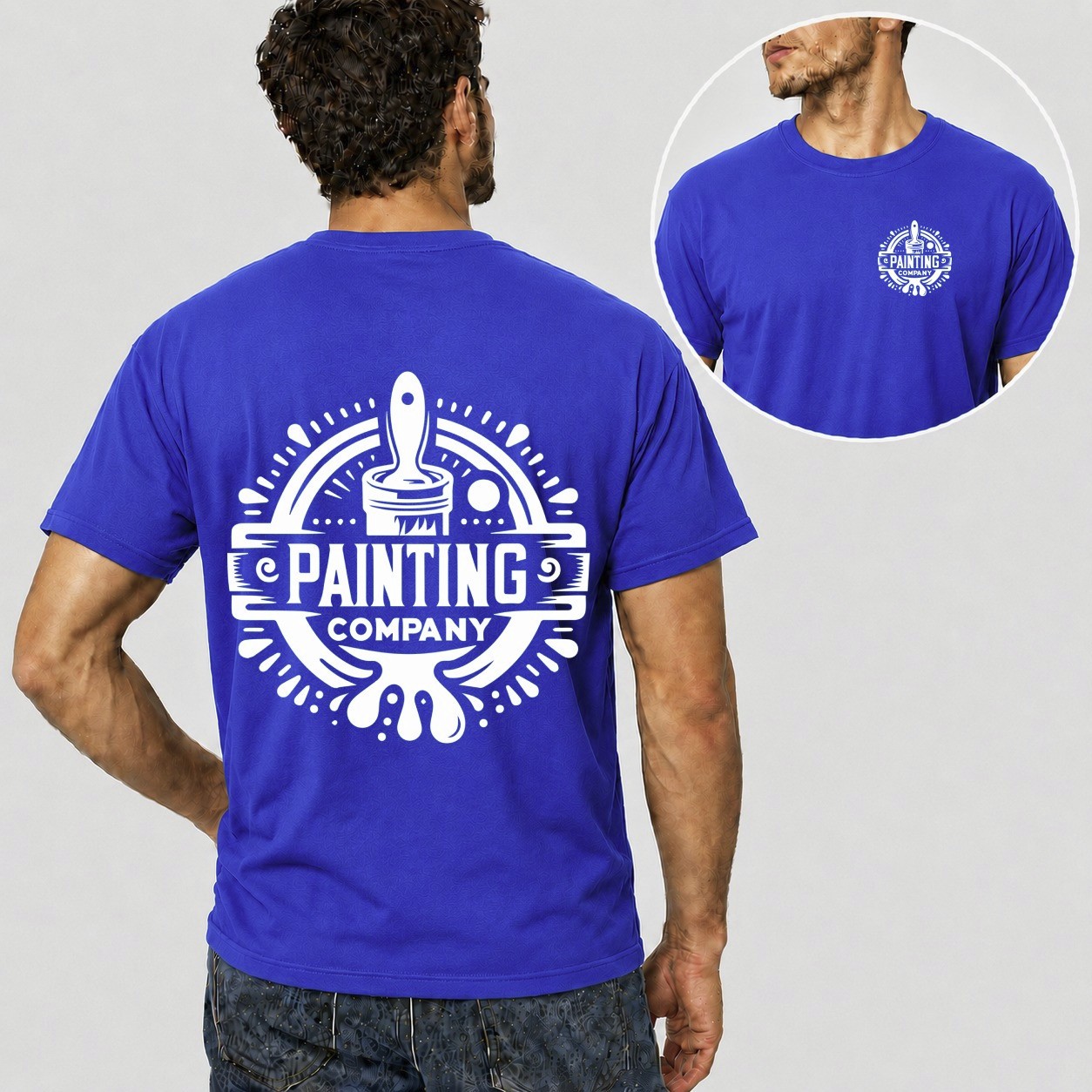 Mens Personalised Work T Shirt Custom Company Logo Painter Plumber Mechanic Gift