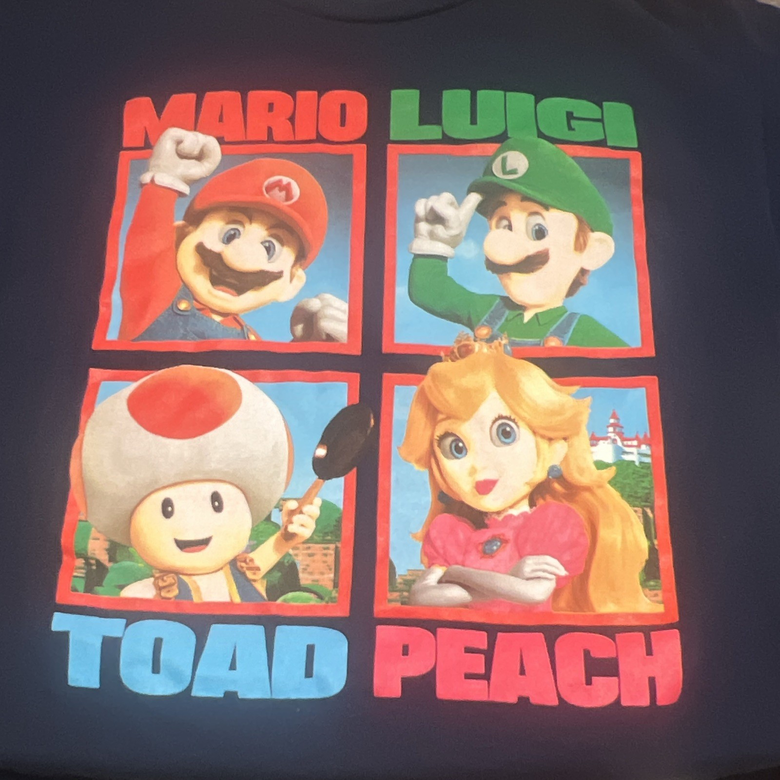 Nintendo Super Mario Bros. Movie Mario Luigi Toad Peach T-Shirt Black XL