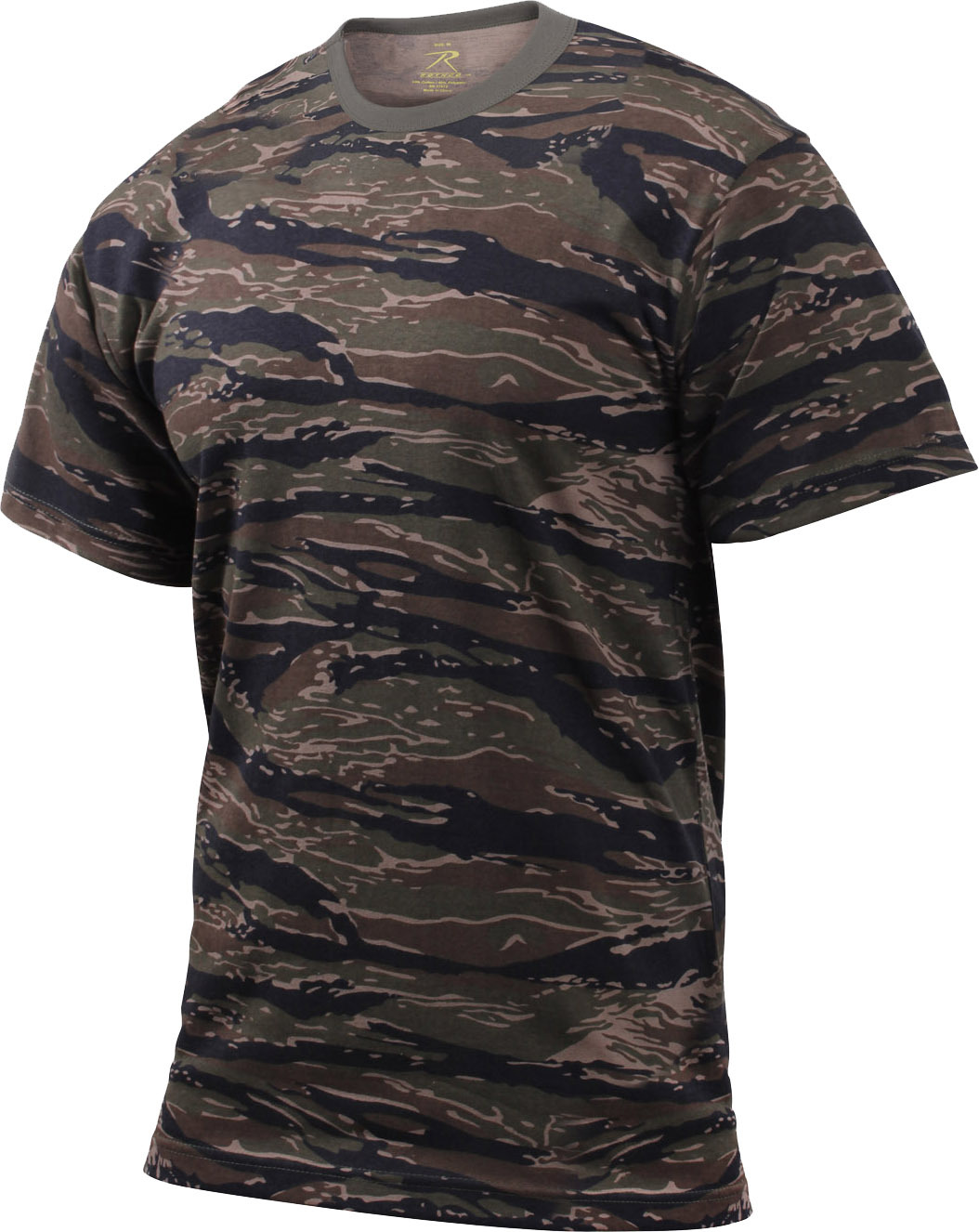 Mens Tiger Stripe Camouflage Tactical Military Short Sleeve T-Shirt