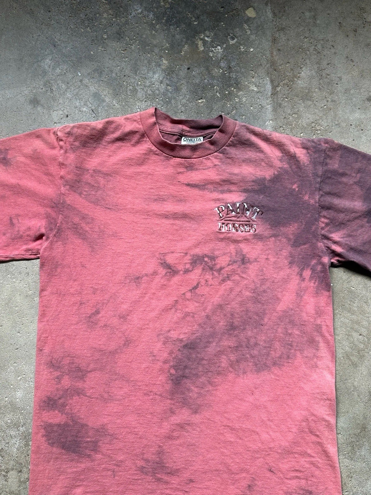 Vintage Y2K 2000s 1990s Paint Horses Country Nature Tee Tie Dye Size Medium