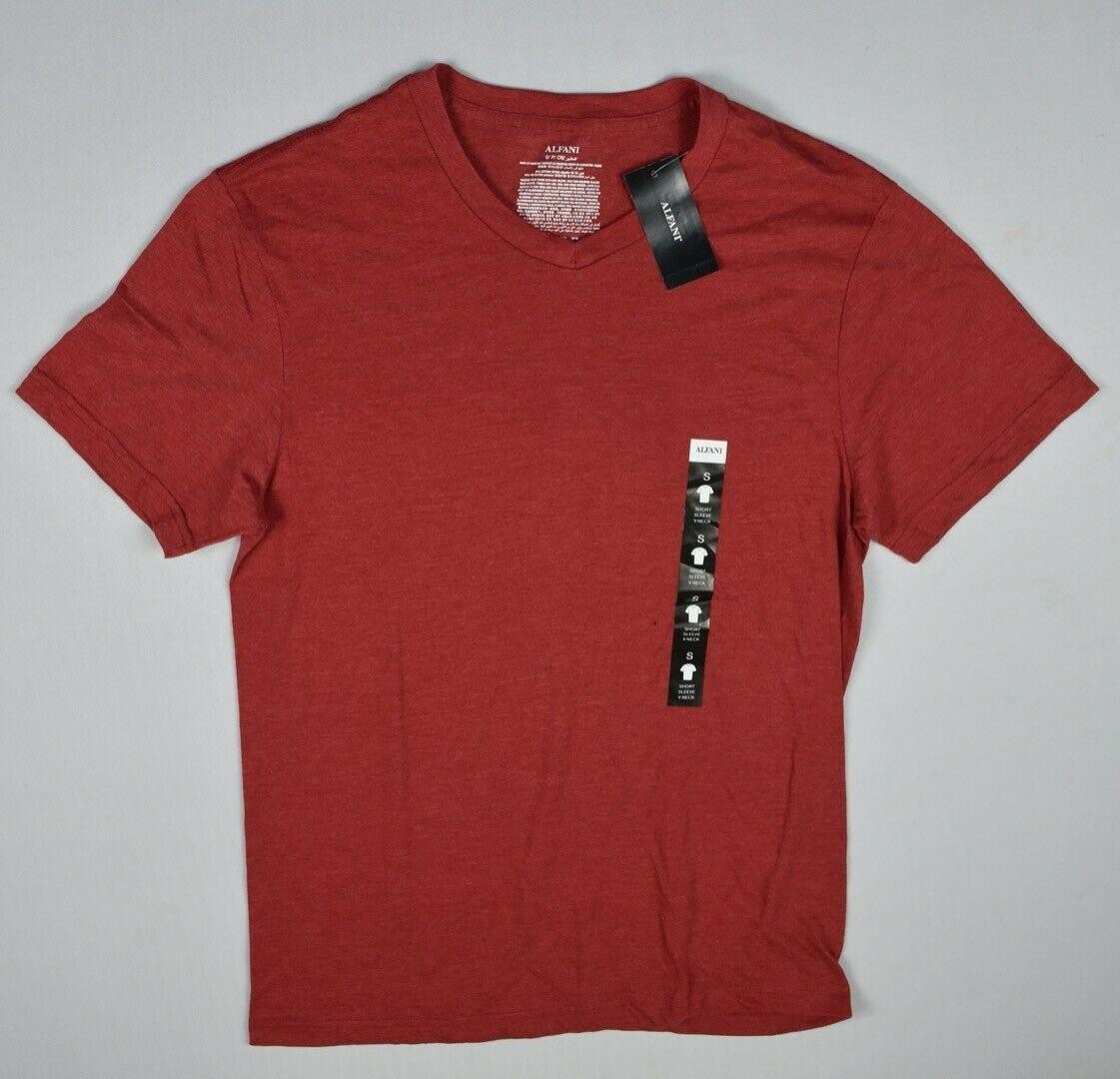 ALFANI Men&rsquo;s Red Short Sleeve V-Neck Shirt Size S New MCY2-19