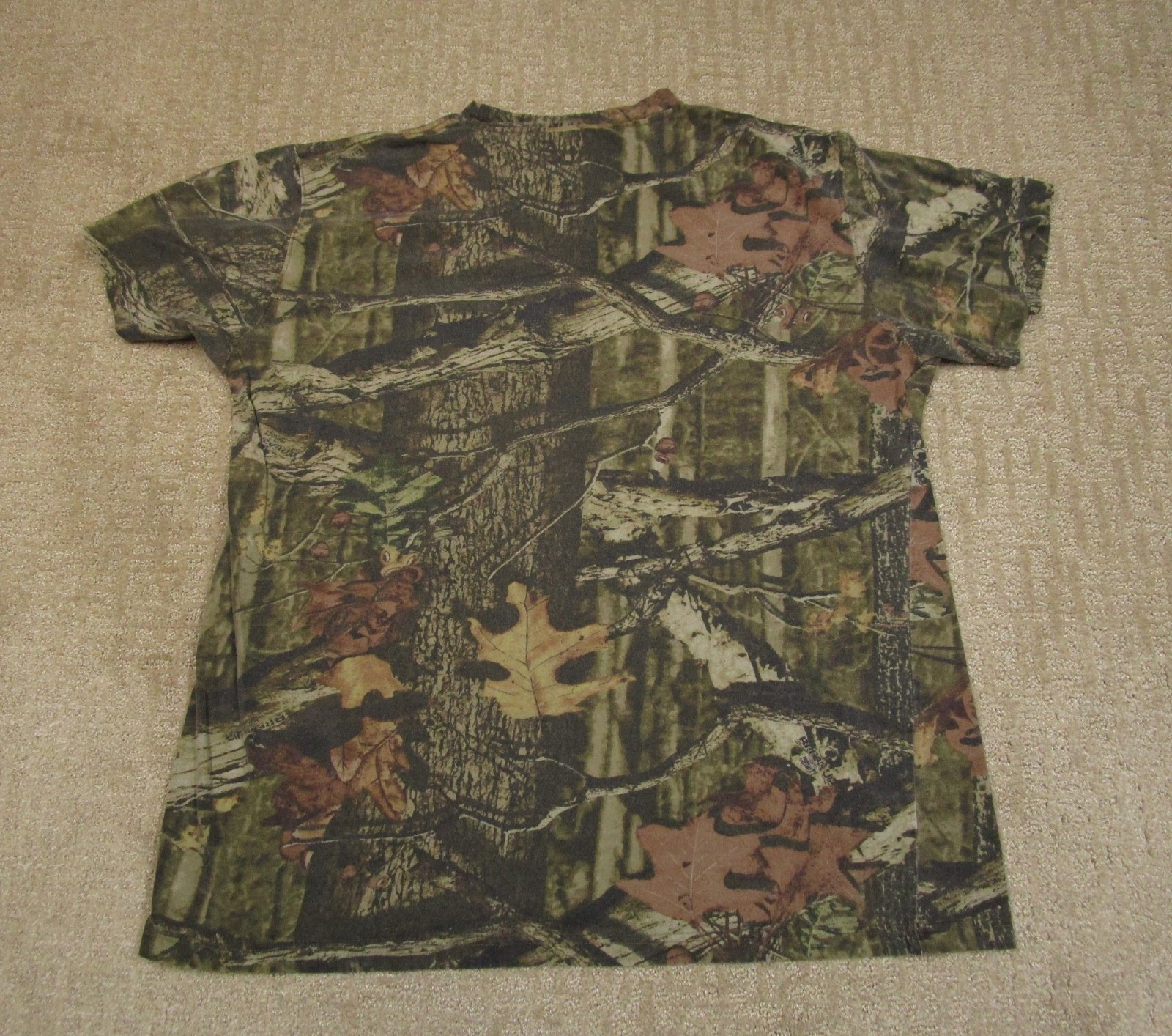 Russell Outdoors Shirt Men Large Green Timber Leaves Camouflage Short Sleeve Y2K