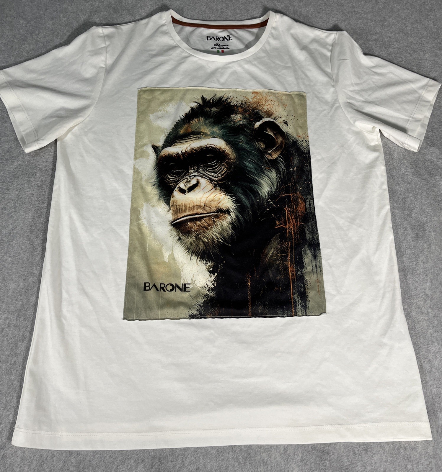 BARONE Tee-Shirt Men’s Sz XL MADE IN ITALY 95% Polyester 5% Elastane Stretch