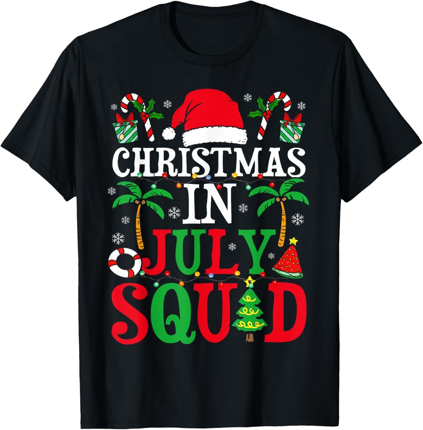 Christmas in July Squad Family Group Matching Beach Summer T-Shirt
