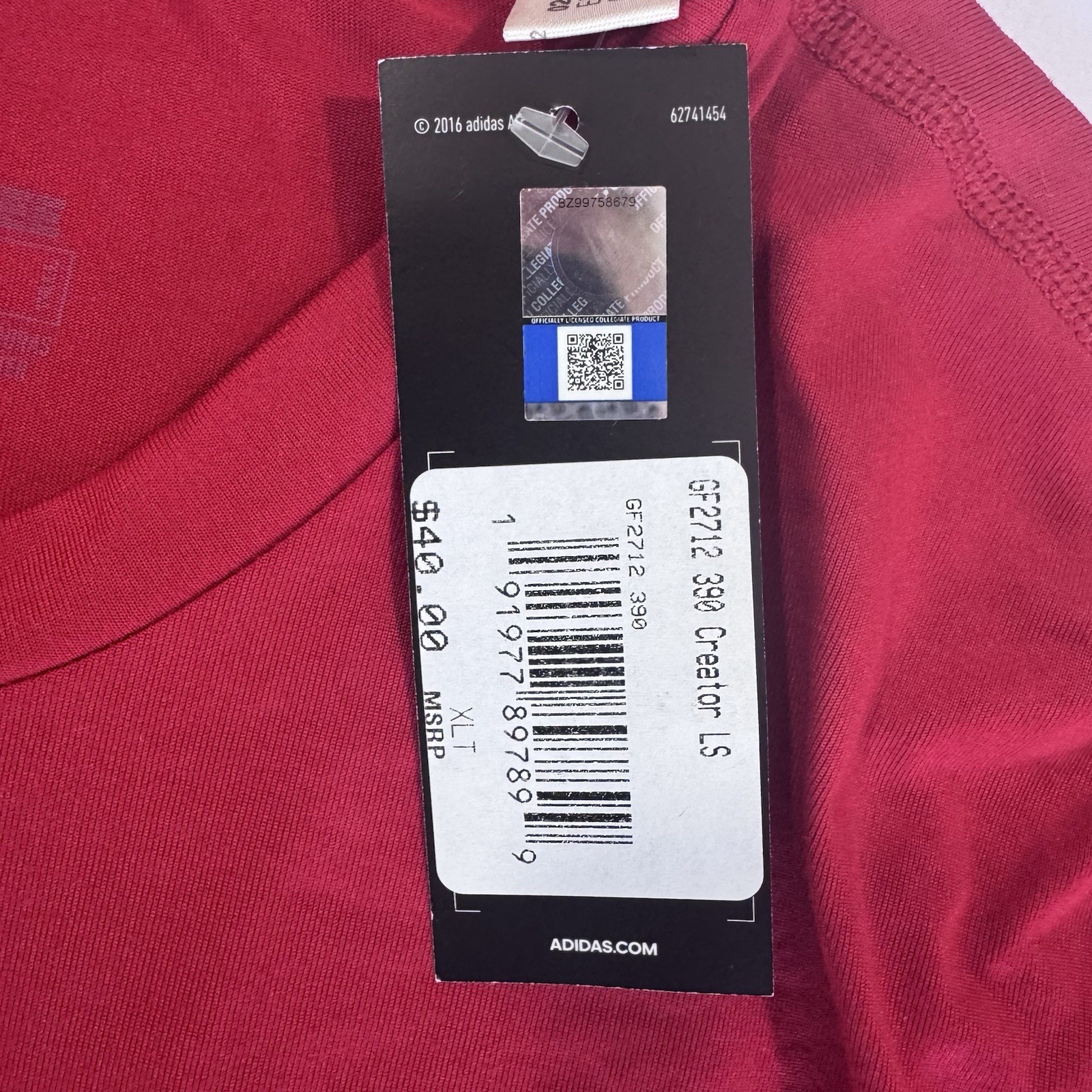 NWT Adidas x Rutgers Football Crewneck Long Sleeve Shirt XL Red w/ White Logo