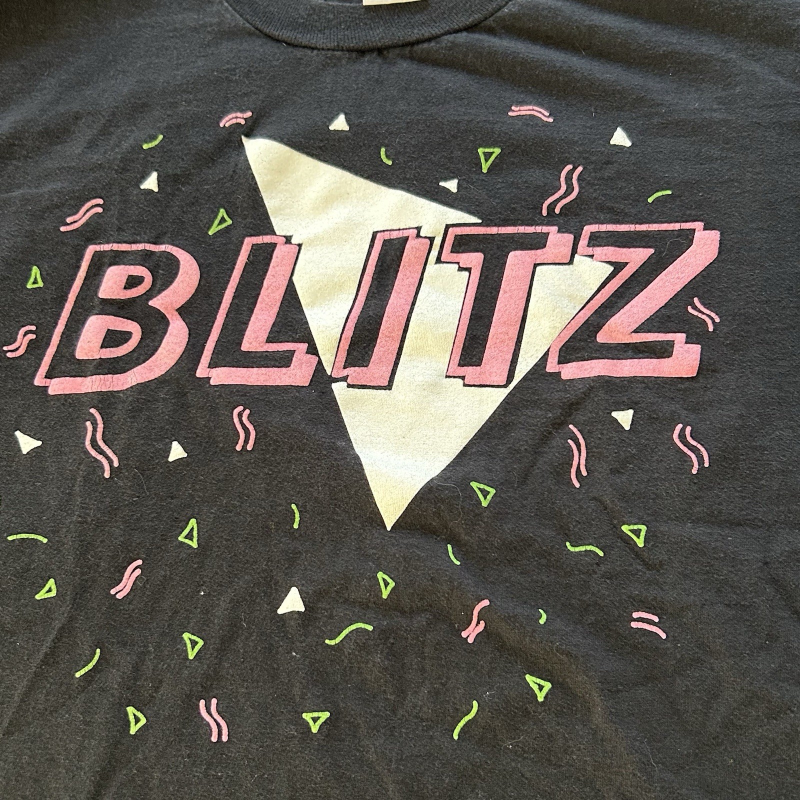 Vtg 90s Jerzees Single Stitch T Shirt Mens L Neon Blitz Made in USA Rare 20×28.5