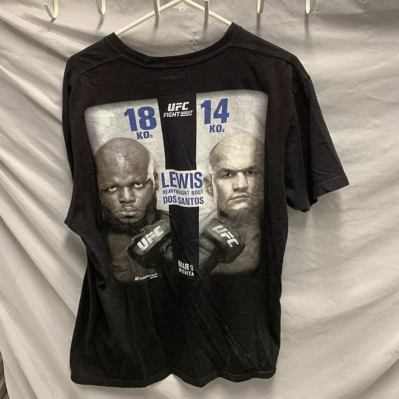 UFC Shirt Adult Large Black Short Sleeve Fight Night Lewis Dos Santos Men’s