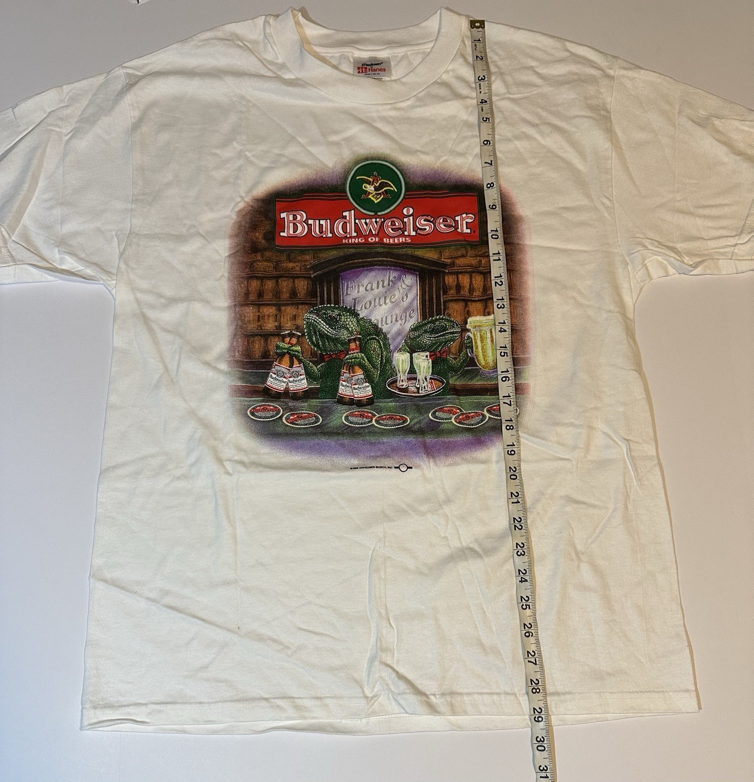 Vtg 1998 Budweiser Lizards T Shirt Frank & Louie’s Lounge Sz L NOS Brewery Beer