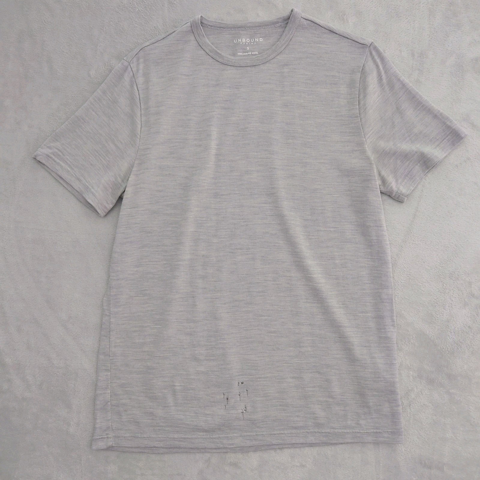 Unbound Merino T-shirt Mens S 100% Merino Wool Crew Neck Tee Heather Grey (Read)