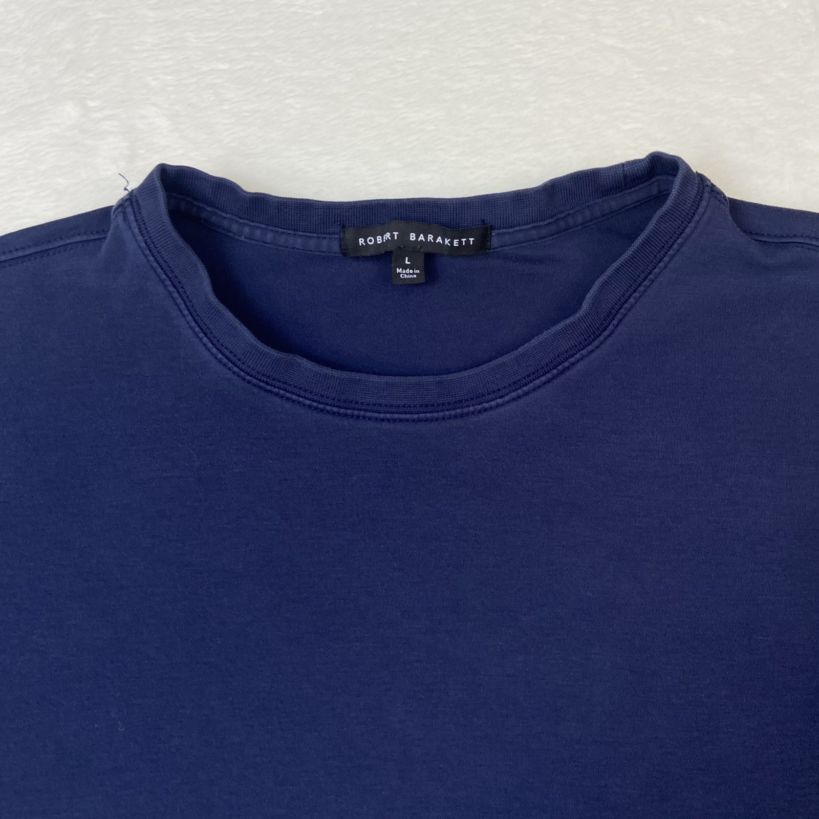 Robert Barakett L Navy Blue Pima Cotton Crew Neck Mens T-Shirt Short Sleeve Tee