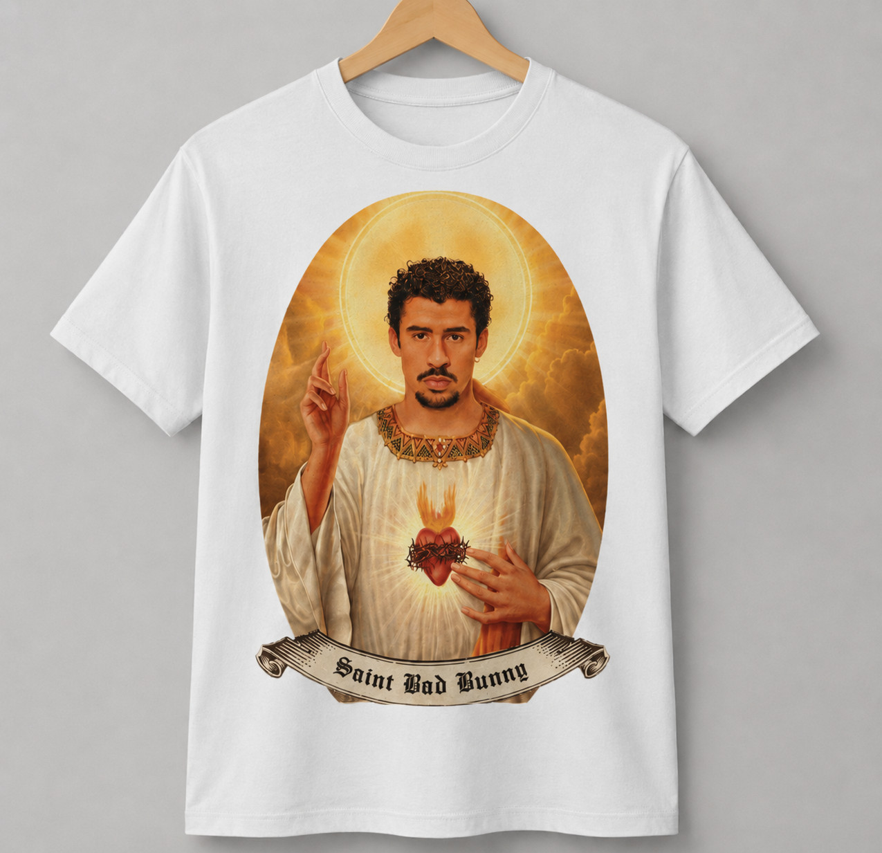 Saint Bad Bunny T-Shirt Meme Funny Men Women Cotton Unisex