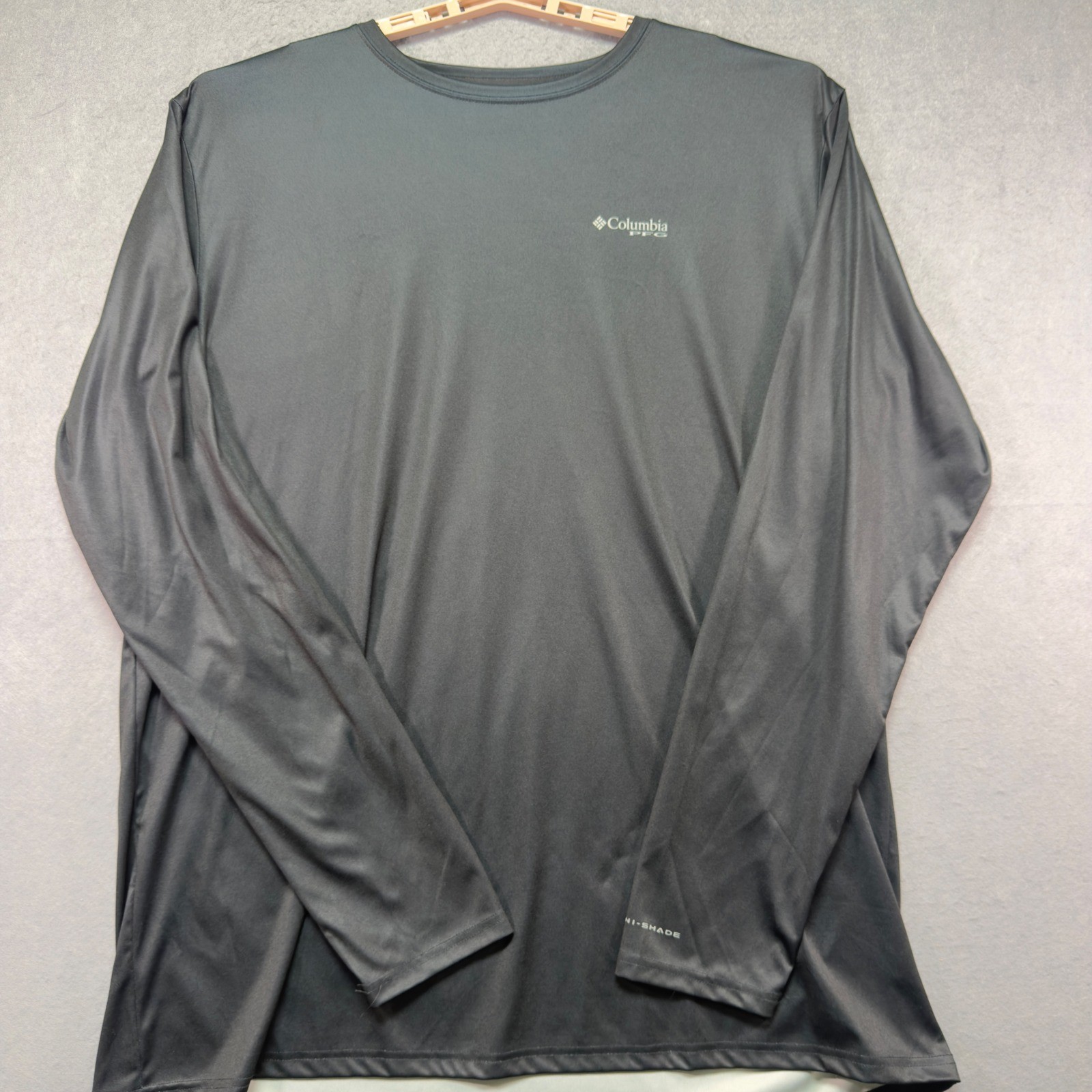 Columbia PFG Mens 3XT Black Long Sleeve Fish Flag Omni-Shade Fishing Shirt