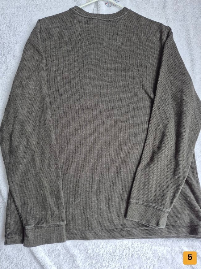 Eddie Bauer Waffle Crewneck Sweatshirt Gray Sz XL Good