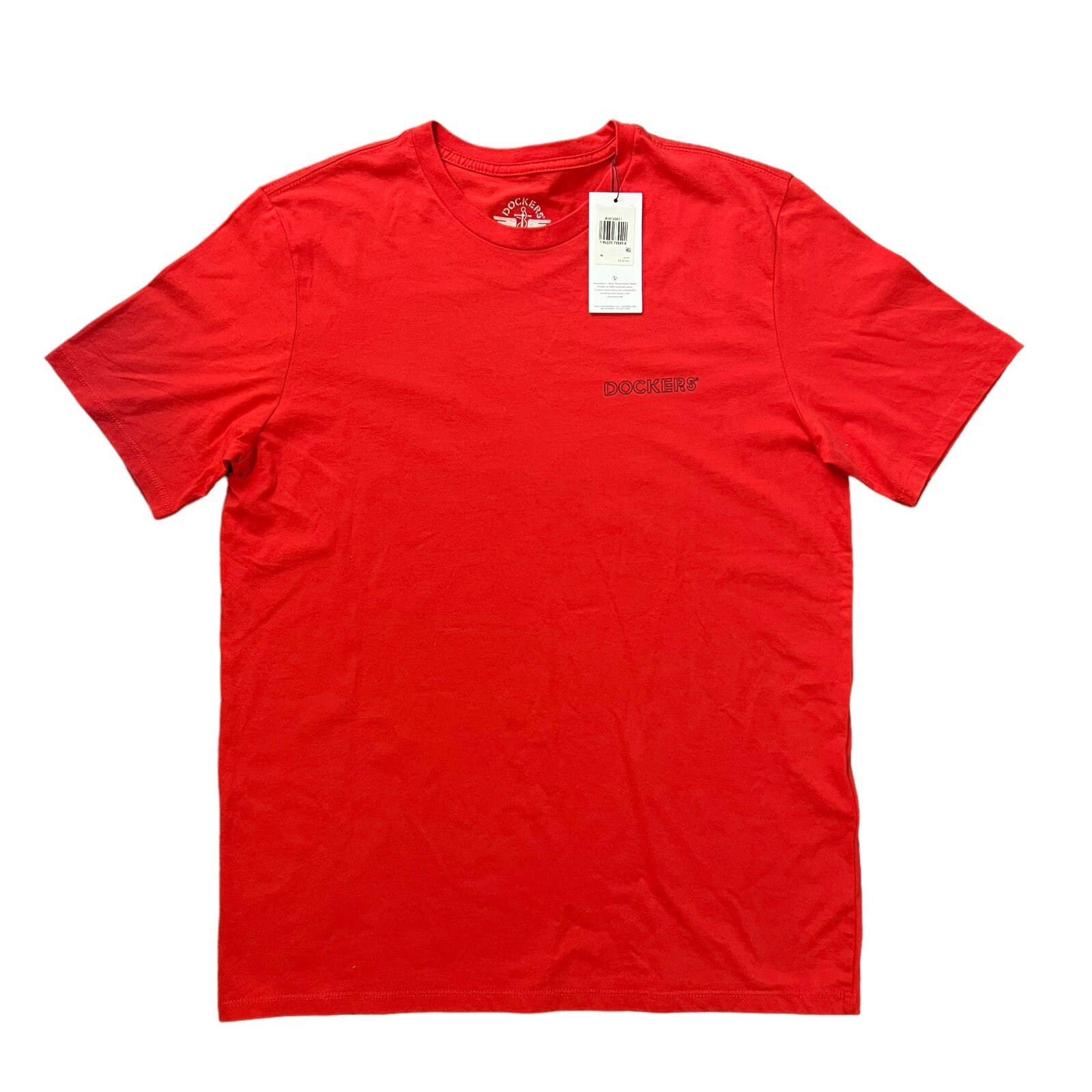 Dockers Shirt Short Sleeve Front Logo Tee Casual Red Men Size L Large NEW
