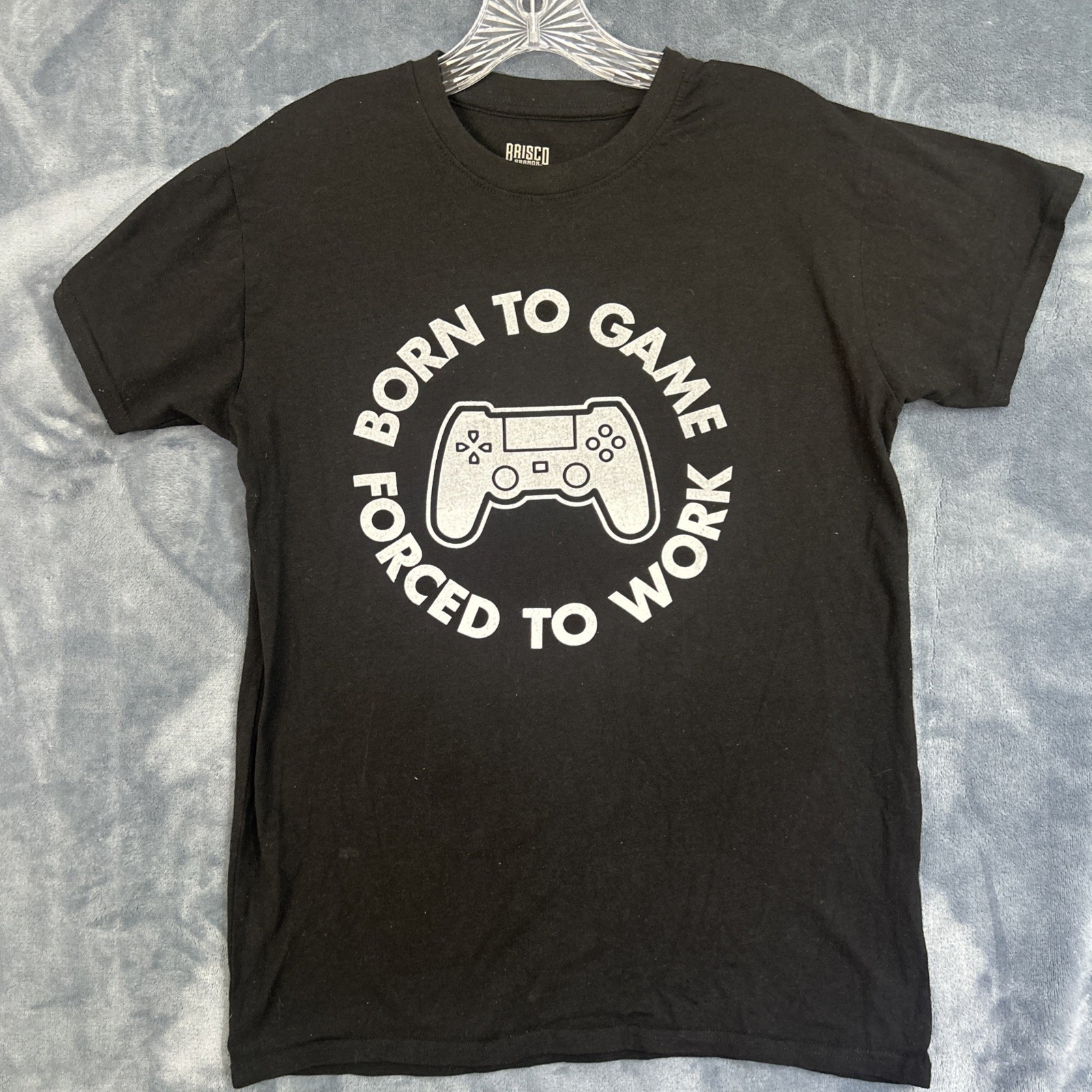 Brisco Brands Born To Game Forced To Work Tshirt Men’s Small Black(1268)