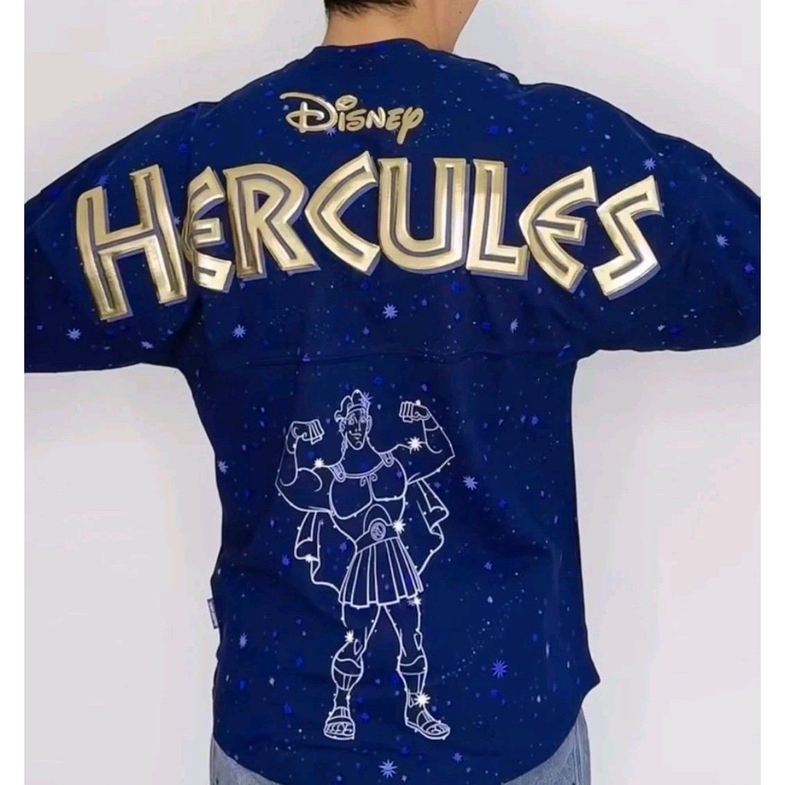 RARE NWT Disney Hercules Spirit Jersey Navy Blue Gold Foil Constellation XXL