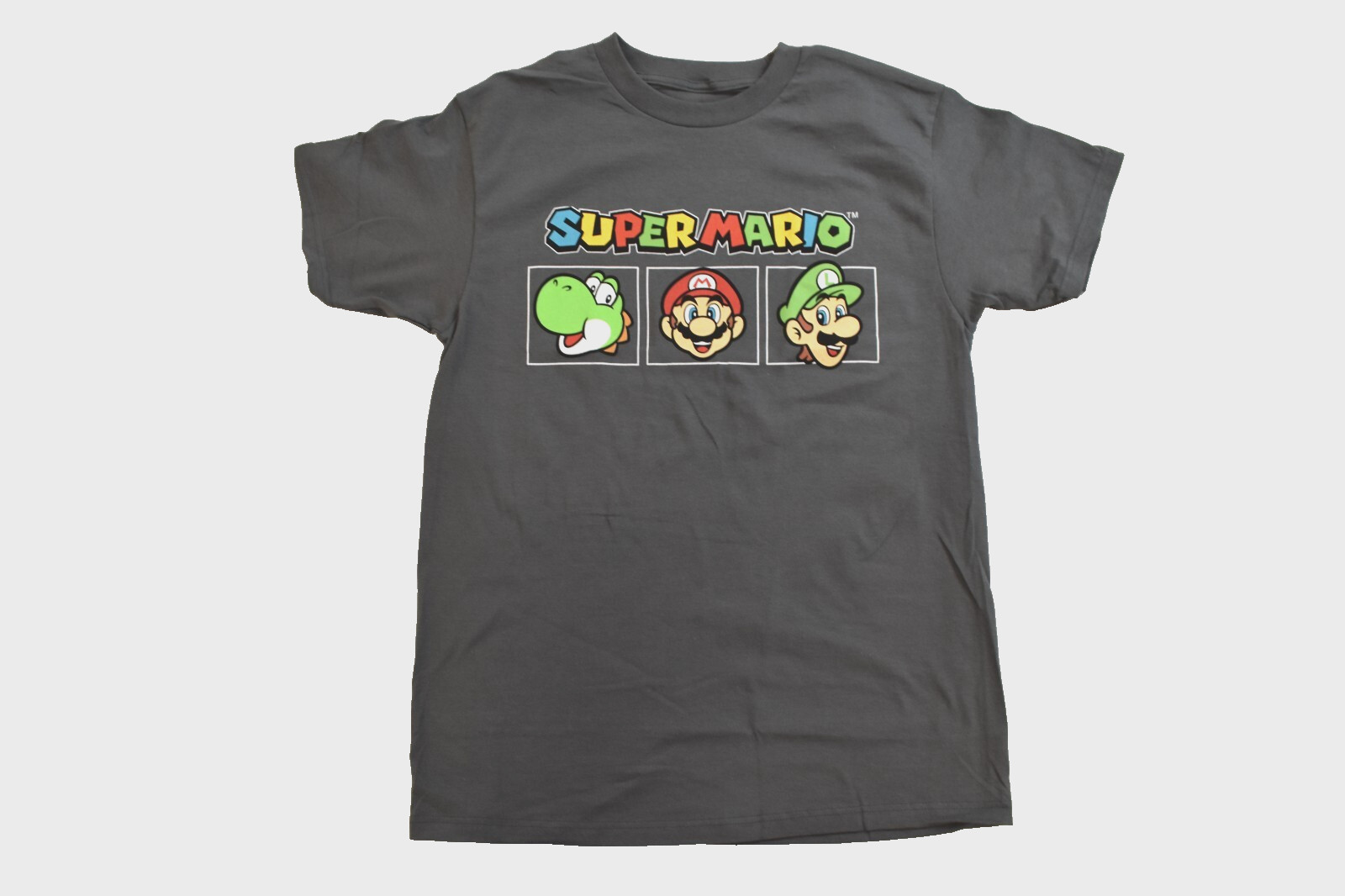 Super Mario Mens Yoshi, Luigi, Mario Charcoal Shirt New S-XL