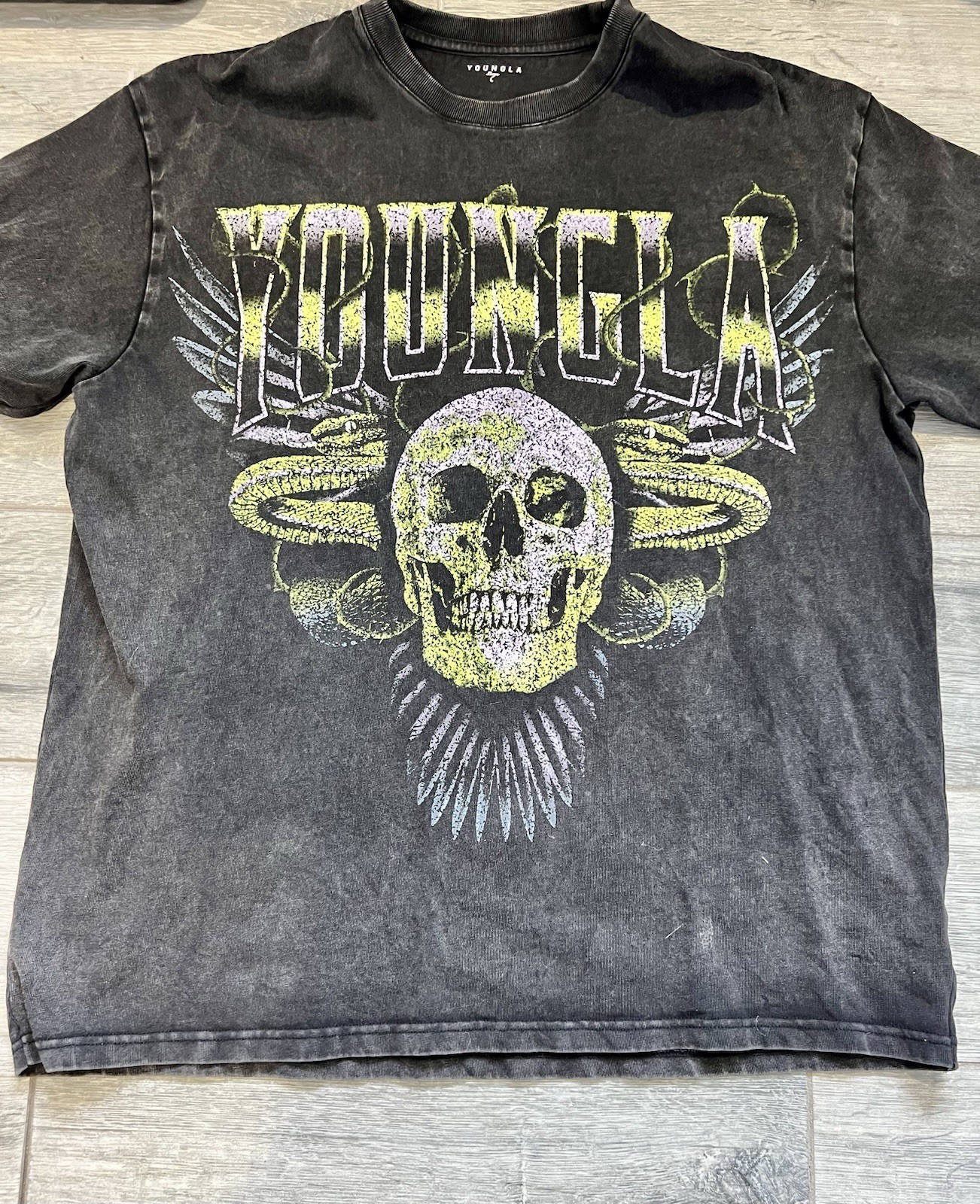 YoungLA 4058 Inferno Graphic Tee Men’s Size Large Black Short Sleeve Crew Neck