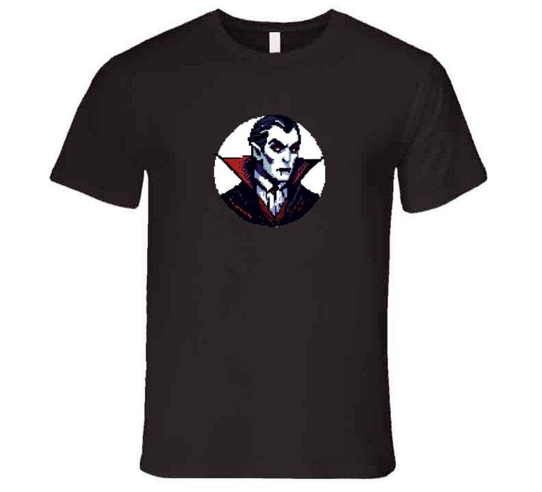 Dracula Vampire Retro Pixel Art 8 Bit Design Graphic Rare Gift T Shirt