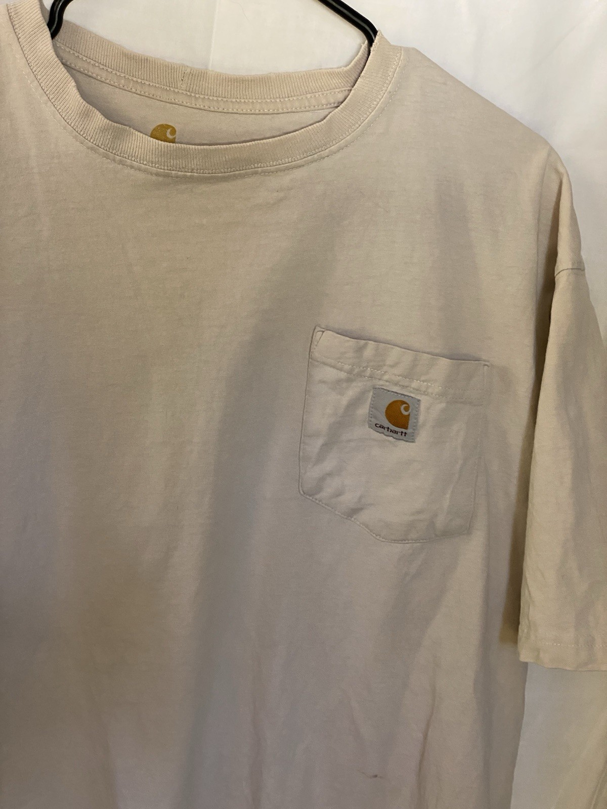 Lot of 2 Carhartt K87 Heavyweight Cotton Pocket T-Shirts Men&rsquo;s L Sand & Charcoal