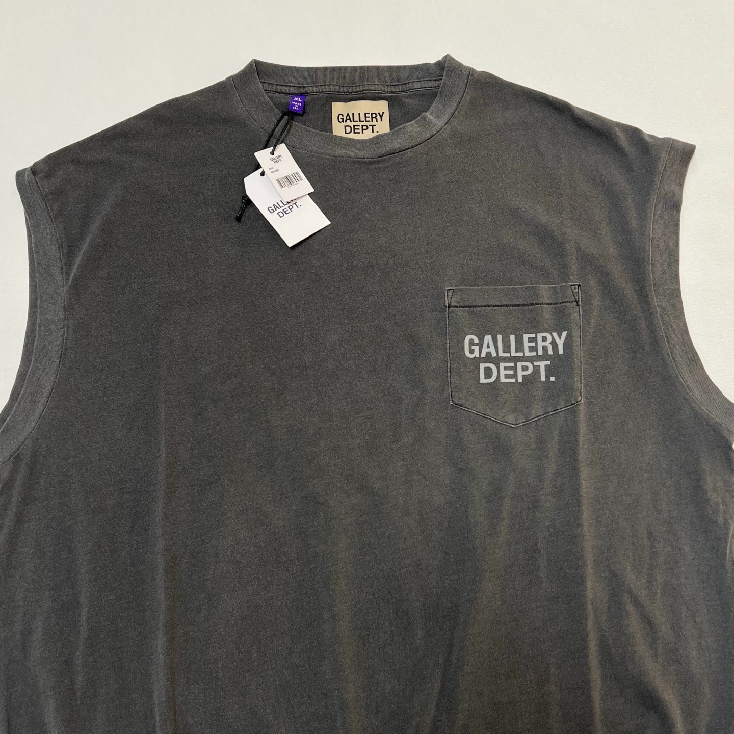 Gallery Dept Augi Sleeveless Tee Vintage Black Mens Small Pocket NWT